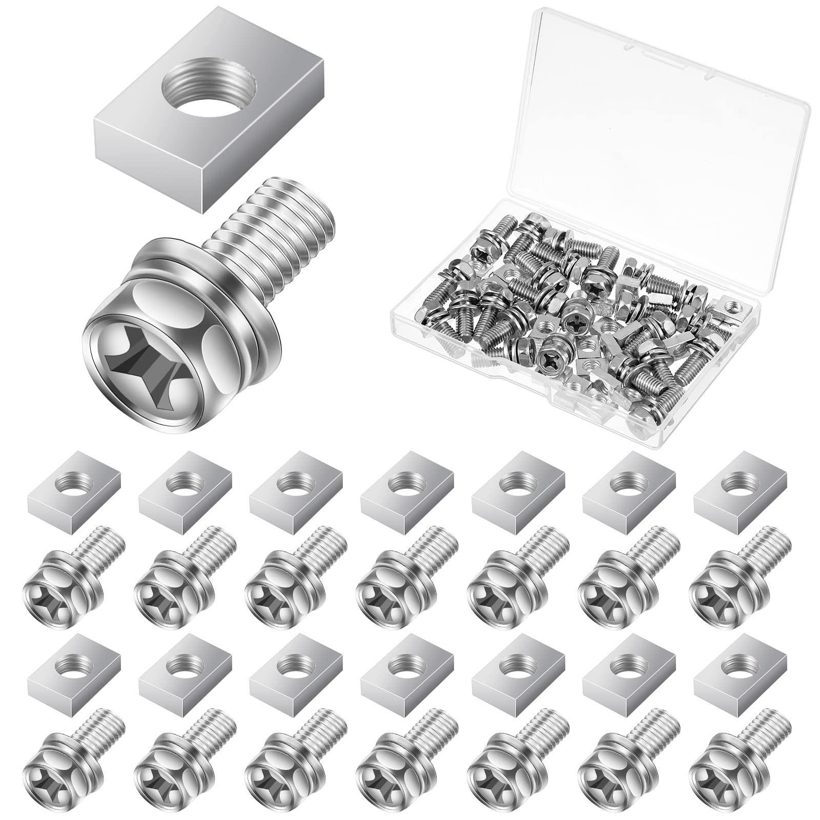 48 Pack Motorcycle Battery Terminal Bolt Square Nut Kit M6 X 16Mm Motorcycle Battery Bolts Battery Terminal Nuts Stainless Steel