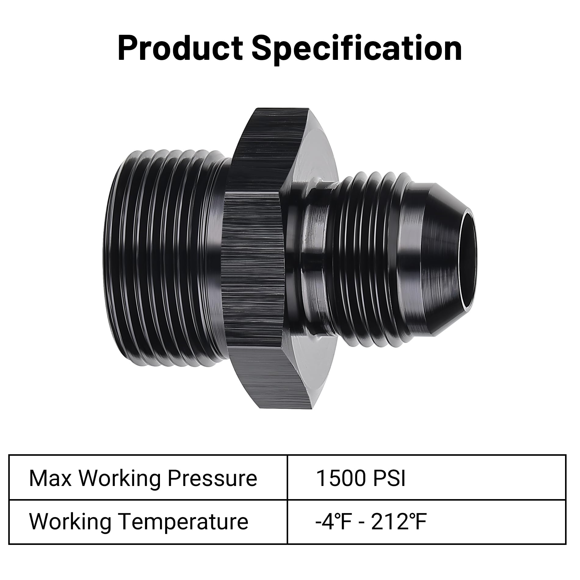 Evil Energy 8An Male Flare To M24 X 1.5Mm Male Metric Fitting Adapter Aluminium Alloy 2Pcs