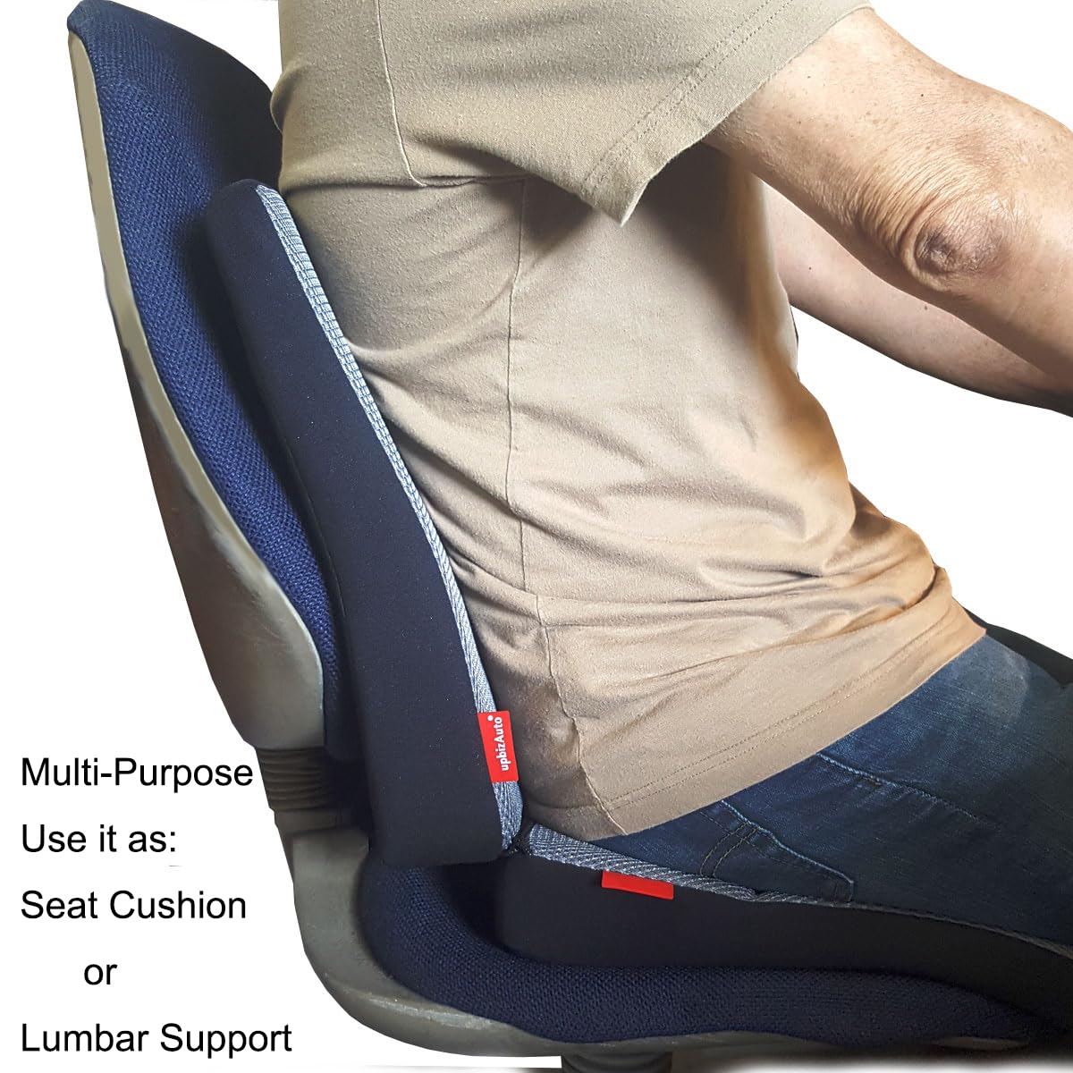 Yupbizauto Breathable Ergonomic Wedge Car Seat Cushion & Office Chair Support Comfortable Pressure-Relief Pad for Back & Tailbon