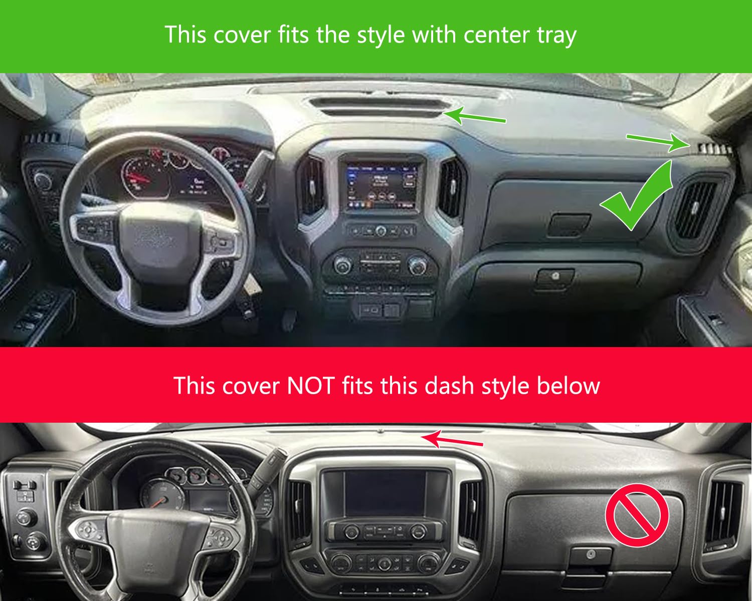 Yiz Dash Cover Mat Custom Fit For 2019-2023 Chevy Chevrolet Silverado 1500 2500Hd 3500Hd/2019-2023 Gmc Sierra 1500 2500Hd 3500Hd