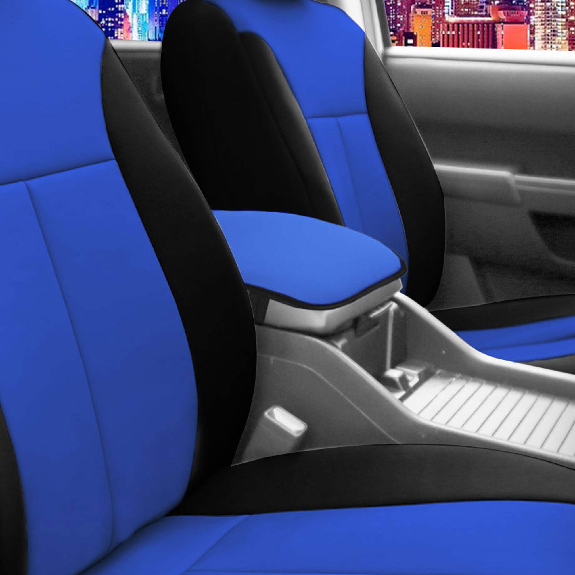 Fh Group Faux Leather Center Console Armrest Cushion, Luxury Seat Box Cover Protector Fits Most Cars, Suvs, And Trucks Blue