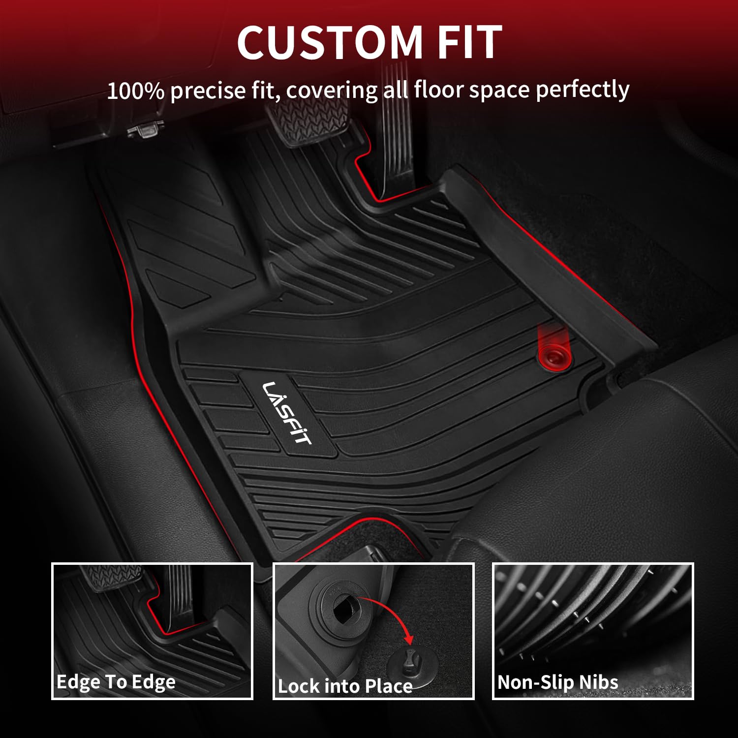 Lasfit Floor Mats For Toyota Grand Highlander 2024 2025 With Subwoofer 7 Seat (Include Hybrid), Trunk Mat Cargo Liner And Seat B