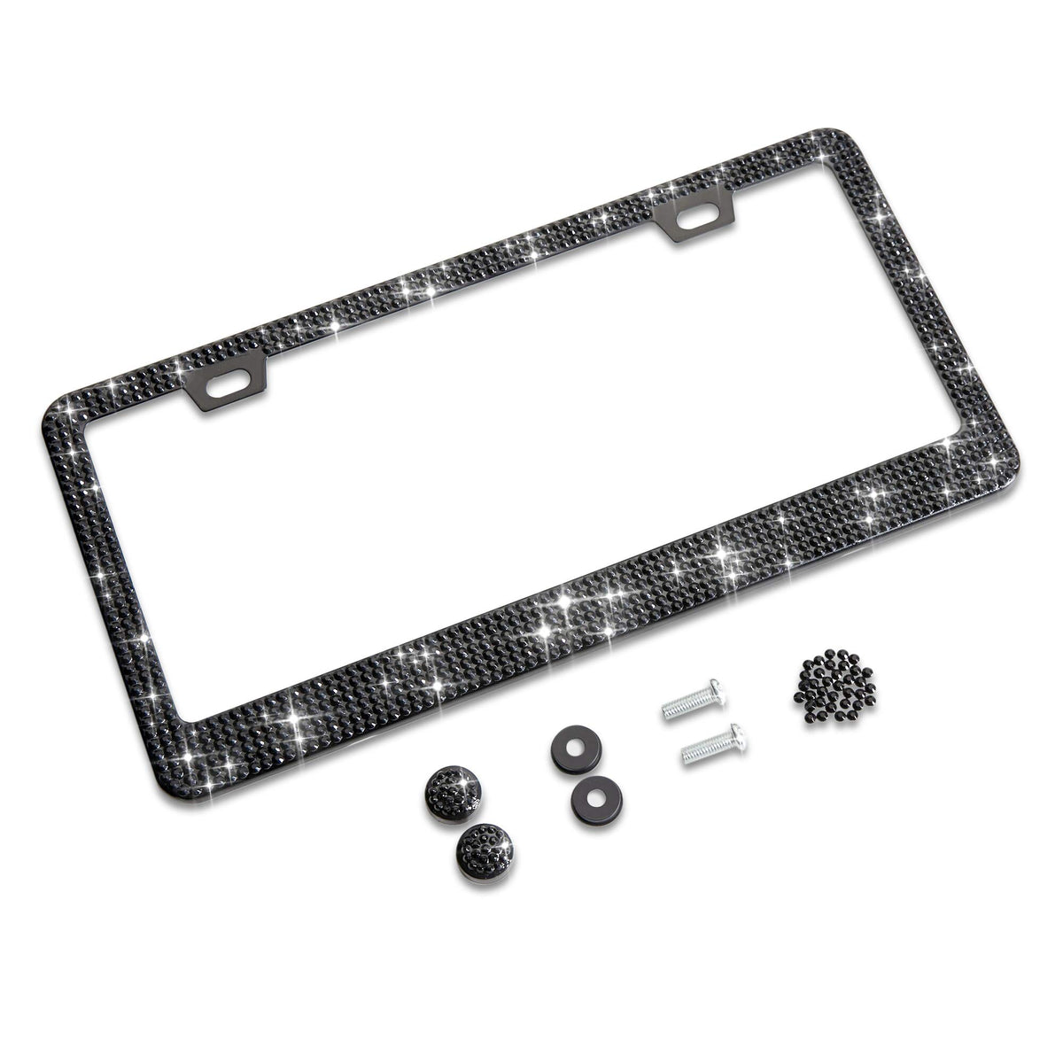 Shering Bling Glitter License Plate Frame, 1 Pack Sparkly Frames With Bedazzled Diamond Rhinestone Crystals - Stylish Car Access