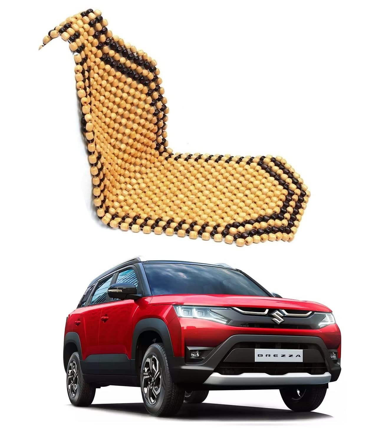 AUTOADDICT Auto Addict Car Seat Wooden Bead Seat Cover for Maruti Suzuki BREZZA New 2022