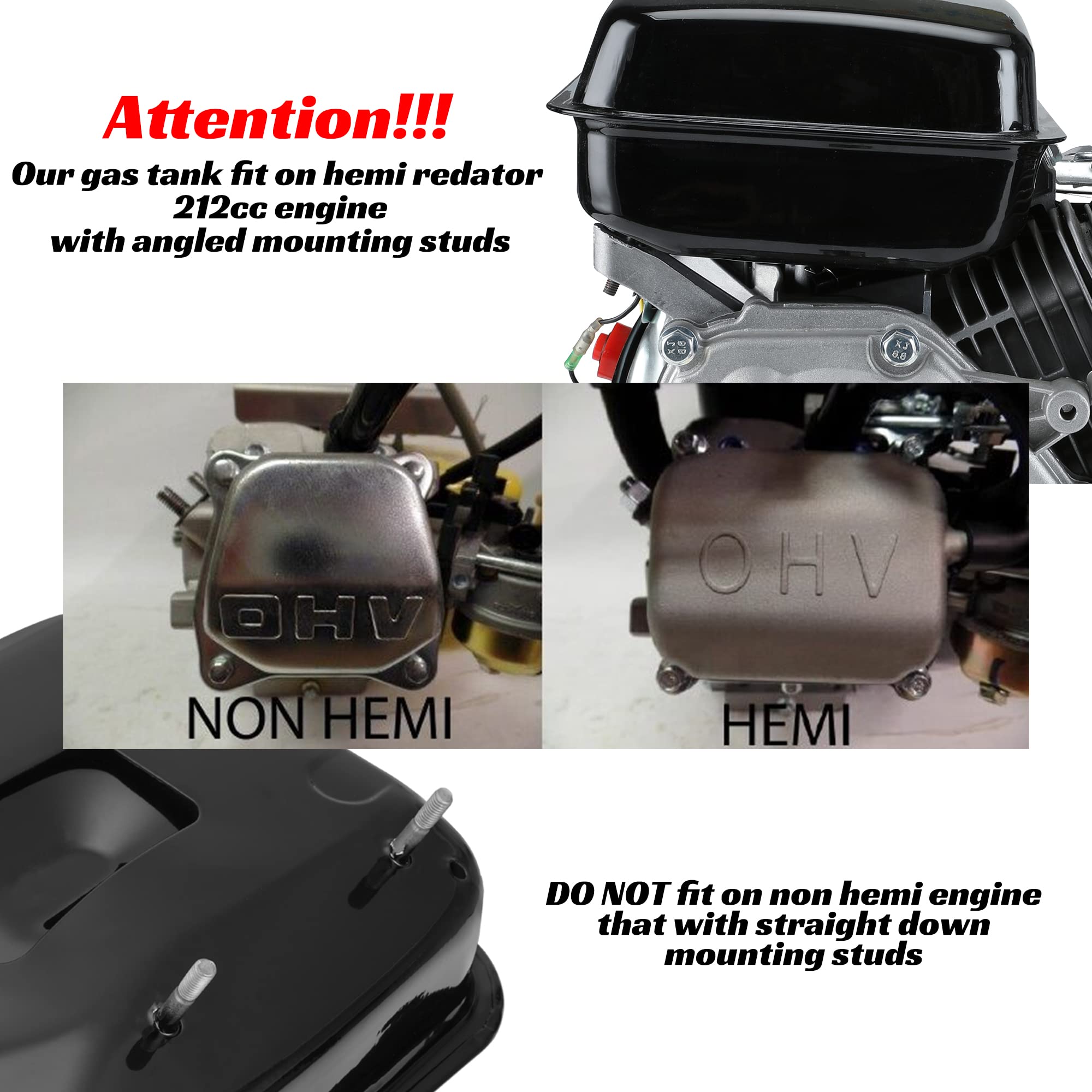 Yoxufa Gas Fuel Tank Replacement For Predator 212 196Cc Coleman Ct200U Bt200X Kt196 Baja Warrior Mb200 Yerf Dog Gx160 168F 200Cc 224Cc 6.5Hp 5.5Hp Powersports Mini Bike Go Kart Small Engine Parts