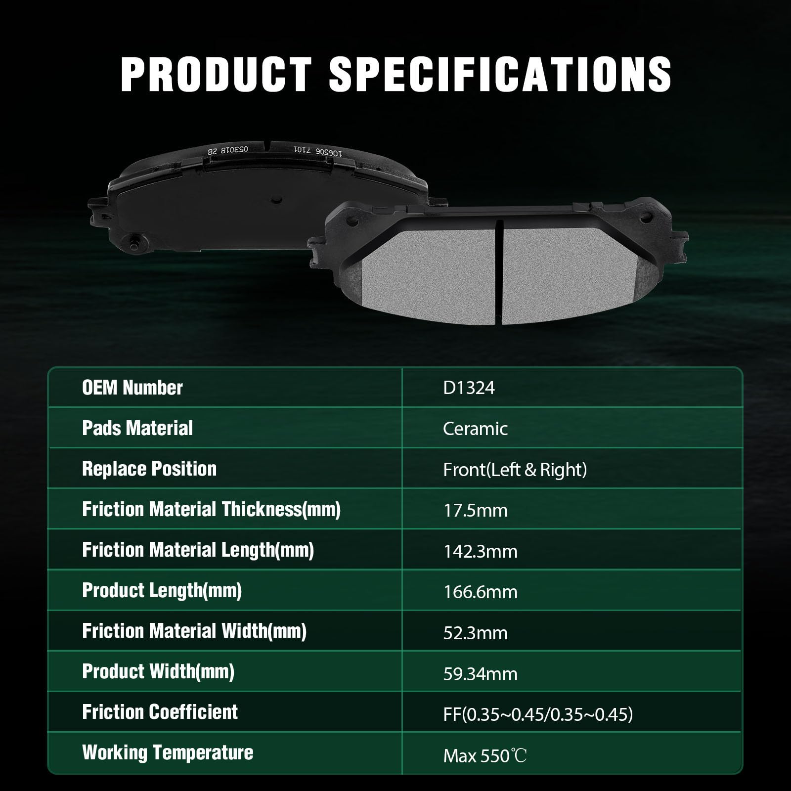 Automuto 8Pcs Front & Rear Ceramic Disc Brake Pads Set D1325 D1324 For Toyota For Highlander 2008-2013