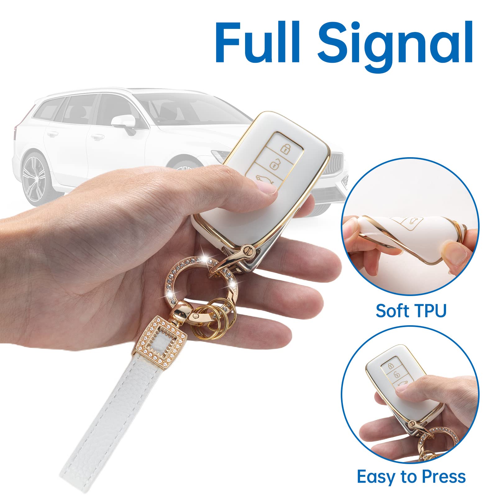 Cacarlike For Lexus Key Fob Cover With Leather Lanyard, Car Key Fob Case Compatible With Lexus Rx Es Gs Ls Nx Rs Gx Lx Rc Lc Sma