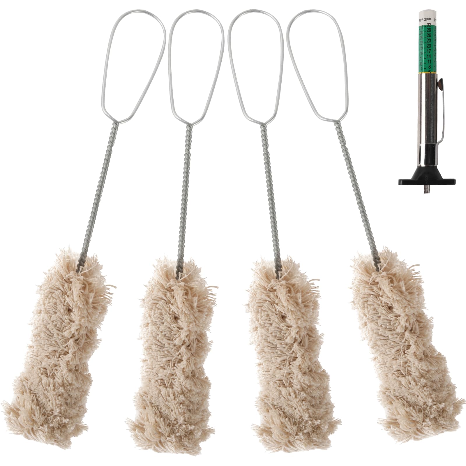 Calvana Extra Long Handle Tire Lubricant Brush Applicator Swab Set (Pack Of 4), 12.5 Inch Long, Come With Tread Depth Gauge | Un