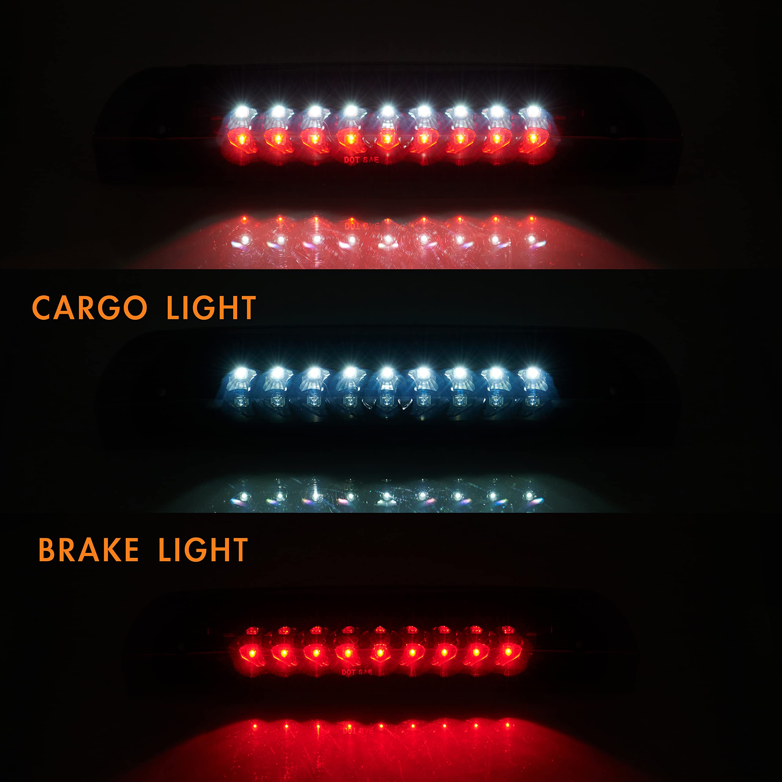 Cxdar Third 3Rd Brake Light, Led High Mount Stop Light Replacement For 2002 2003 2004 2005 2006 2007 2008 Dodge Ram 1500, 2003-2