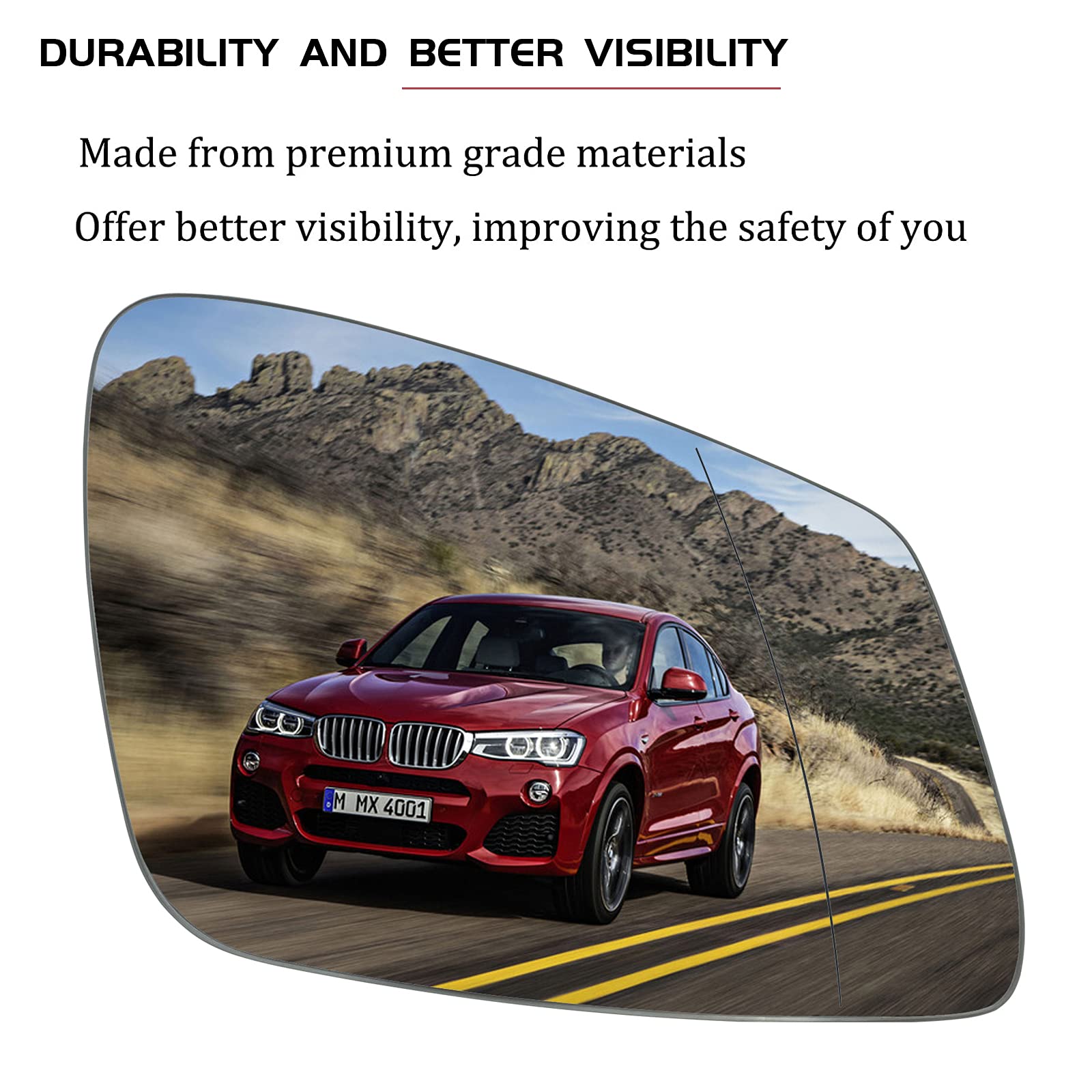 Passenger Right Side Mirror Replacement For Bmw 228I 320I 328I 330I 335I 428I 430I 435I 440I 535I 550I 640I I3 M2 M3 M4 M5 M6 X1 & More - Side View Heated Convex Mirror Glass