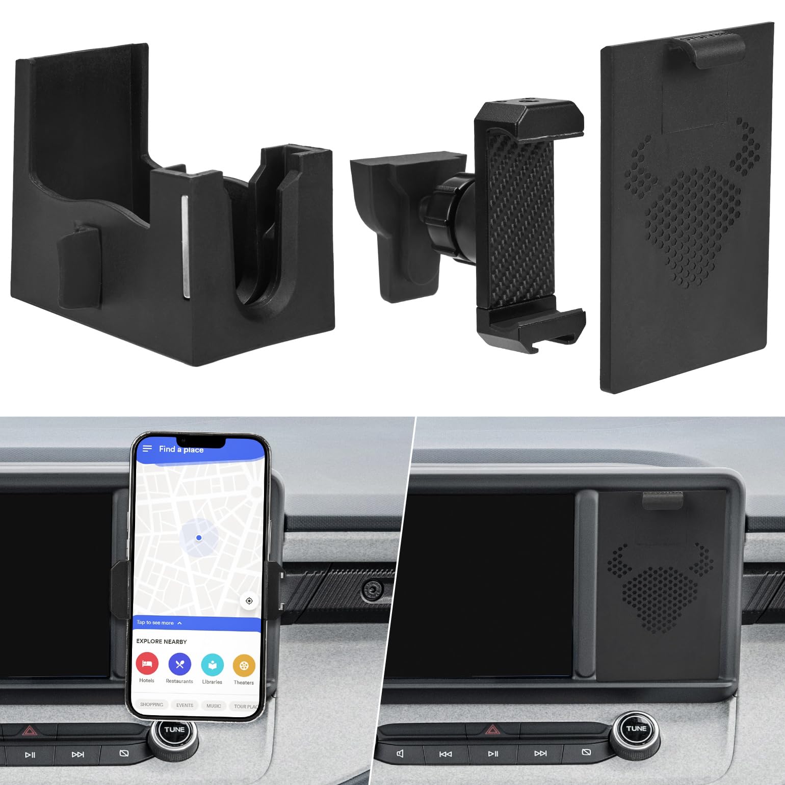 Joytutus Cubby Phone Mount Cubby Storage Compatible With Ford Maverick 2024 2023 2022 Truck Dash Cubby Insert Phone Holder & Sto