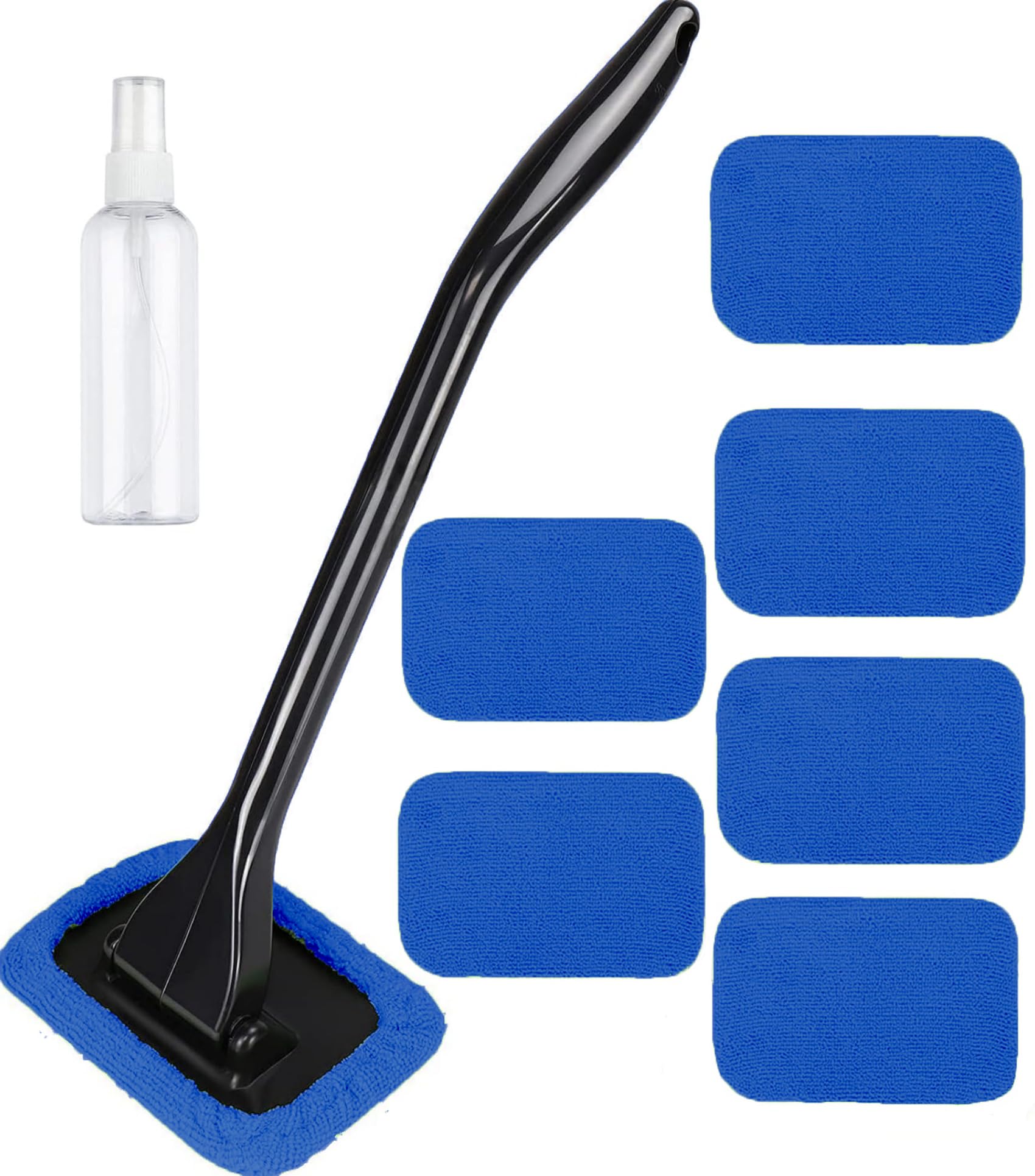 6pcs Windshield Cleaning Tool,Car Window Cleaner with 6 Reusable and Washable Microfiber Pads and Extendable Handle Auto Inside 