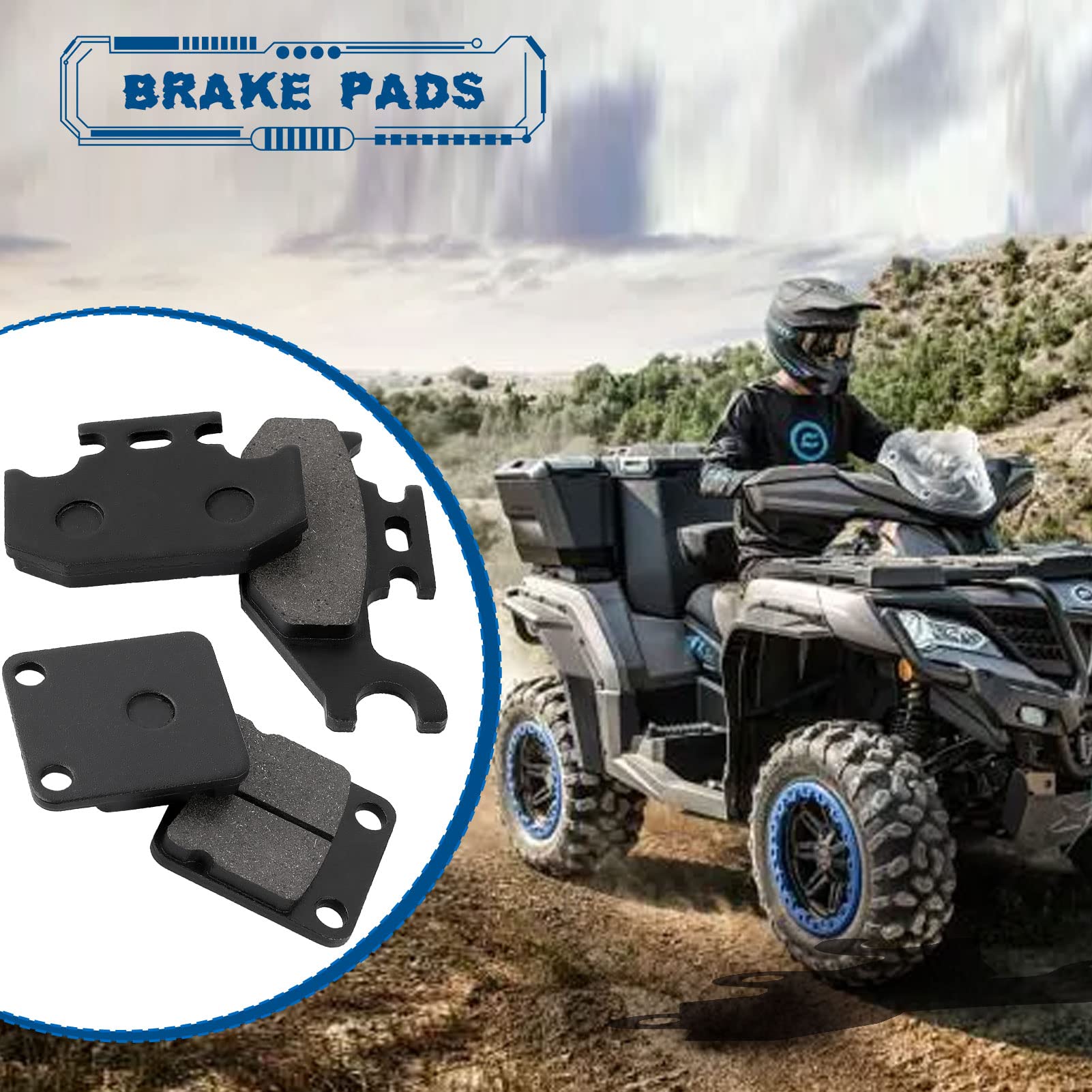 Locopow Front And Rear Brake Pads For Yamaha Kodiak 400 450 2000 2001 2002 2003 2004 2005 Grizzly 400 450 2007 2008 2009 2010 Wolverine 450 Big Bear 400 Yfm400 Yfm450