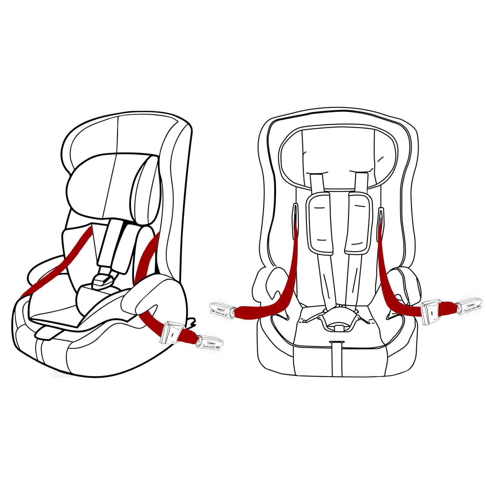 DIRAWOR Isofix Baby Seat Straps, Black, Medium, Polyester, Model DI-TY, 1 Pack