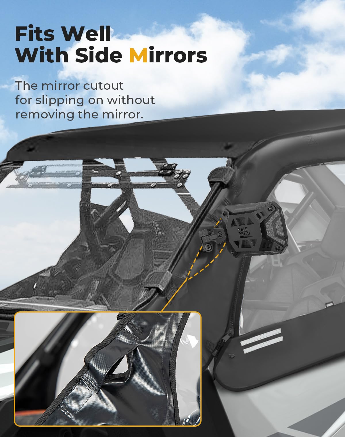 KEMIMOTO PRO XP4 Cab Enclosure Upper Doors, Upgraded Zipper UTV Soft Side Window Kit Replace 2884665 Compatible with 2020-2024 P