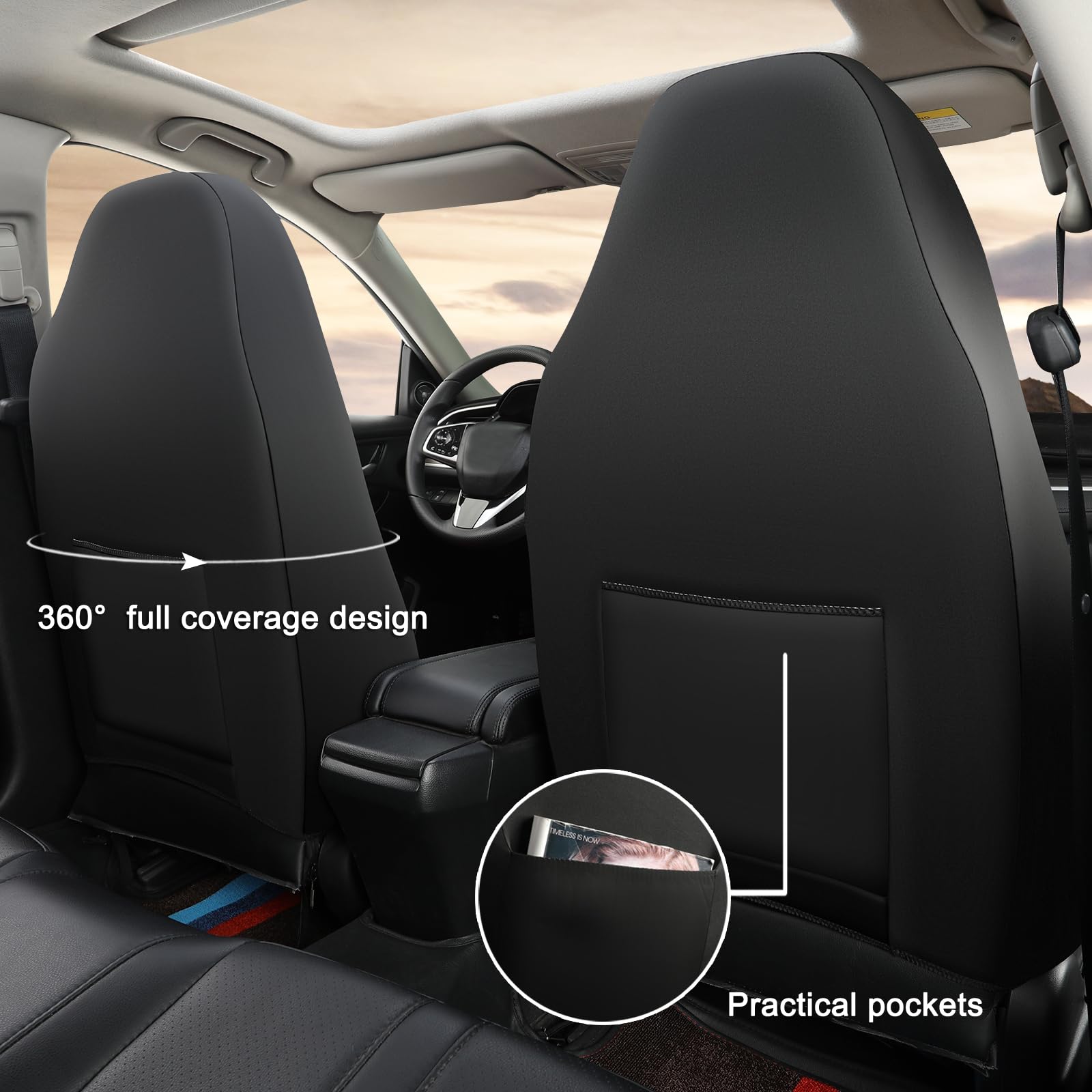 GIANT PANDA Front Car Seat Cover for Jeep Wrangler TJ (1997-2006),Leather Bucket Seat Covers Custom Fit Jeep Accessories (Red+Bl