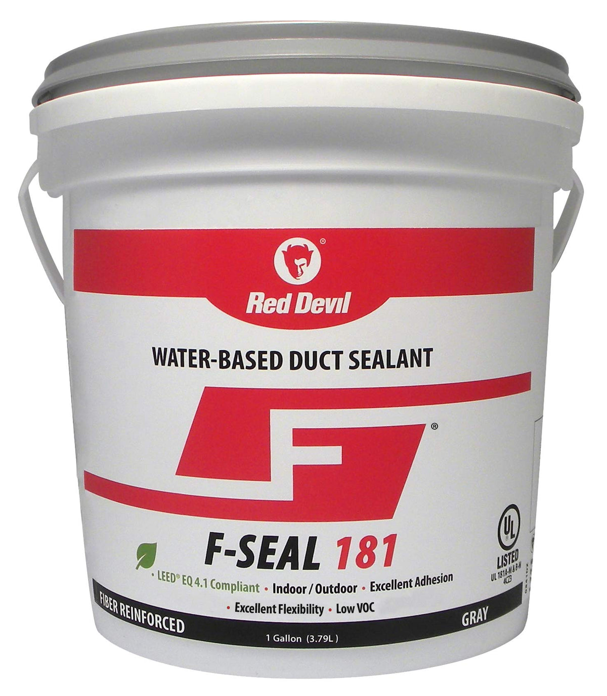 Red Devil 0841Dx F-Seal 181 Fiber Reinforced Water Based Duct Sealant, 1 Gallon, Gray, 2 Pack