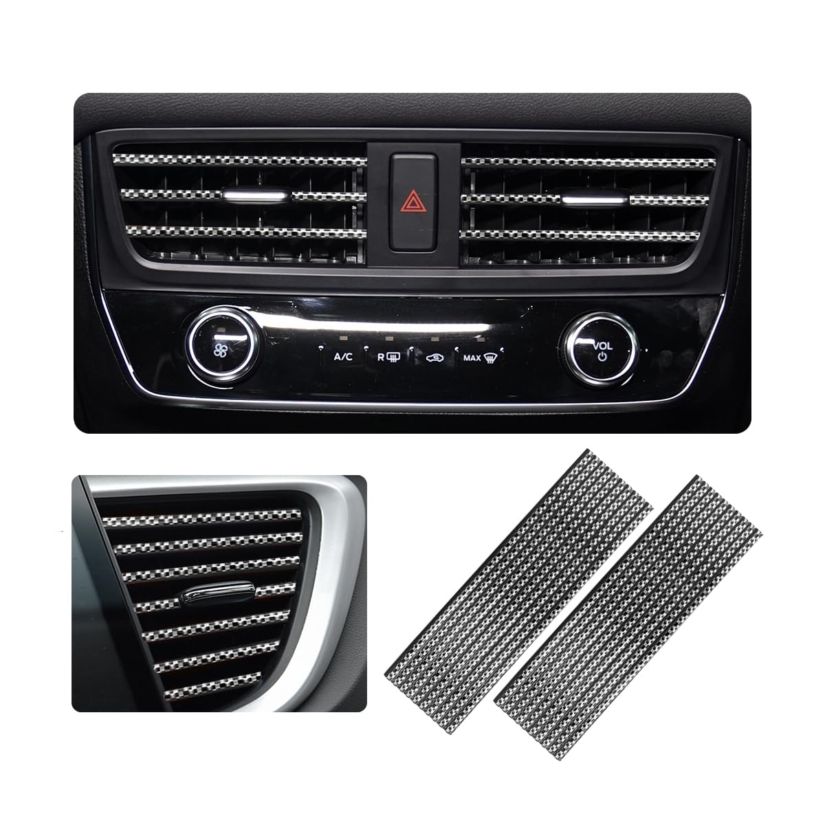 Ziciner 20 Pcs Car Air Conditioner Decoration Strip, Waterproof Bendable Auto Air Vent Outlet Shiny Trim, Universal Vehicle Inte