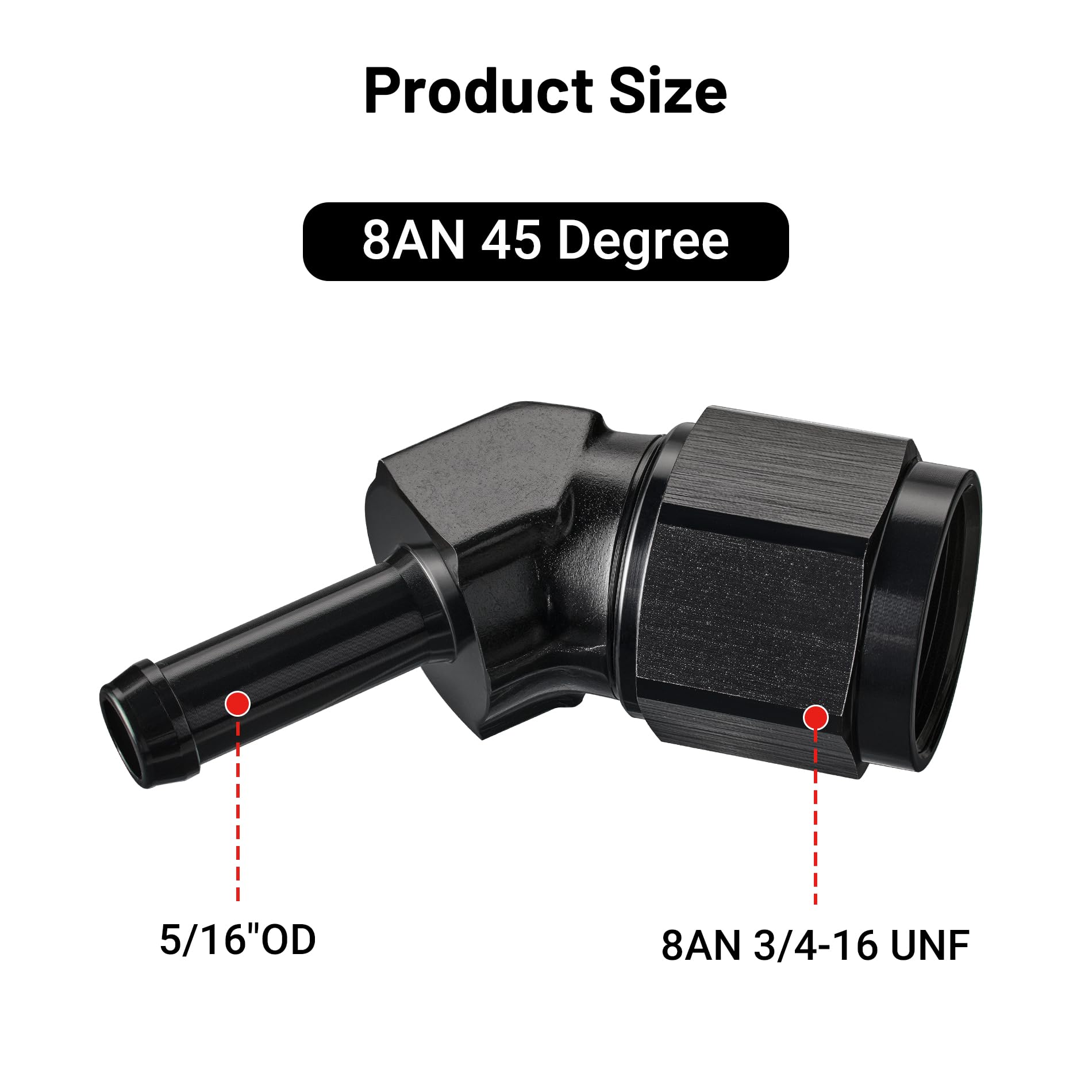 Evil Energy 8An Female To 5/16'' Barb Hose Fitting 45 Degree Swivel