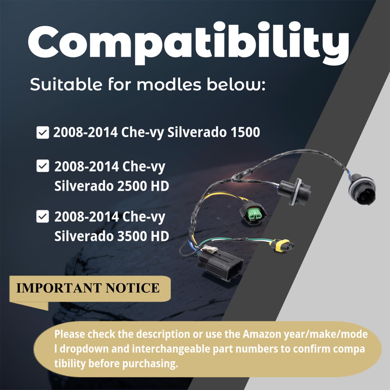 Hoput Silverado Headlight Wiring Harness, 645-745 645745 645 745 15841609 25962806 Headlight Wire Harness Compatible With 2008 2