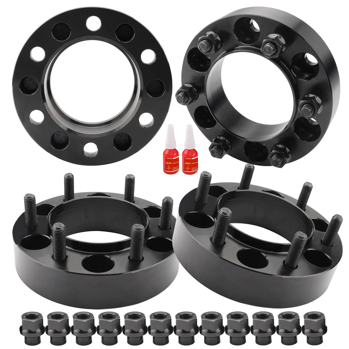 Richeer 1.5 Inch 6X5.5 Hub Centric Wheel Spacers With Extend Lug Nuts For Tacoma 4Runner Tundra Fortuner Ventury Gx470 Gx460, 4Pcs Forged 6X139.7Mm Wheel Spacers With 12X1.5 Studs & 106Mm Hub Bore