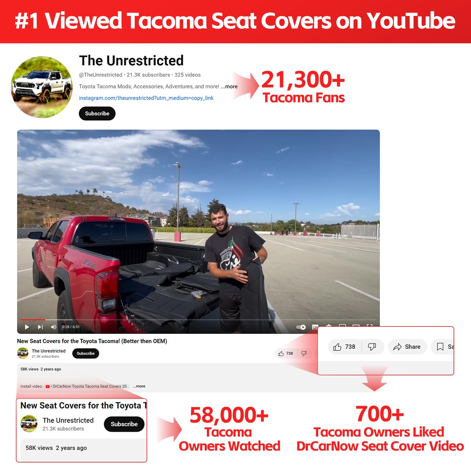 Drcarnow For Toyota Tacoma Seat Covers 2016-2019 2020 2021 2022 2023 For Tacoma Truck Leather Seat Cover Sr Sr5 Limited Trd Pro