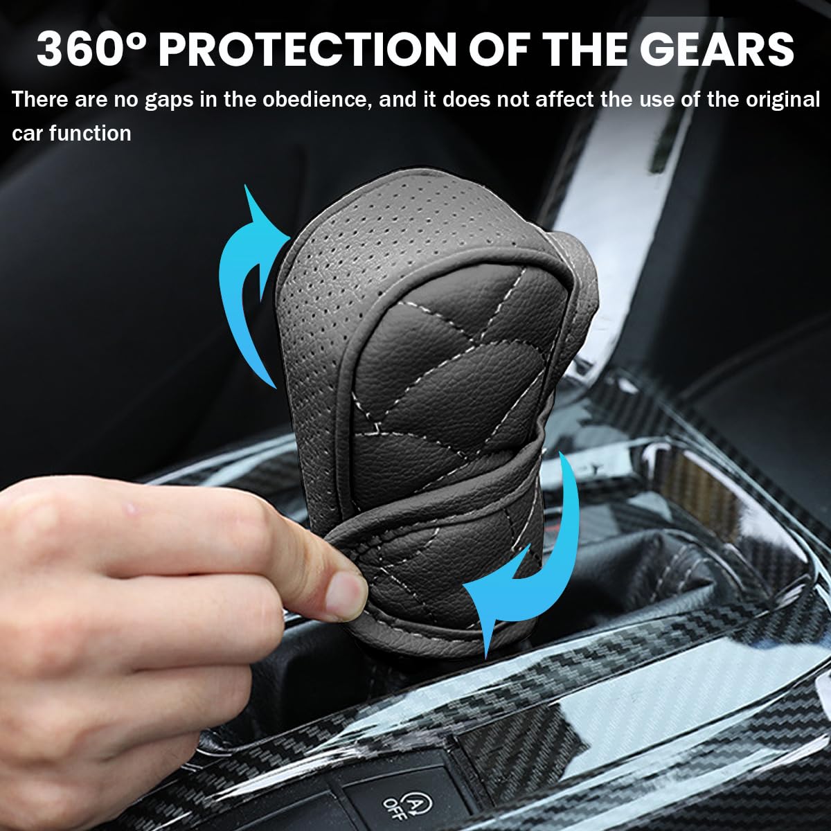 Bittwee Car Gear Shift Cover, Waterproof Pu Leather Manual/Automatic Automotive Gear Stick Shift Knob Rod Dust Cover Protector W