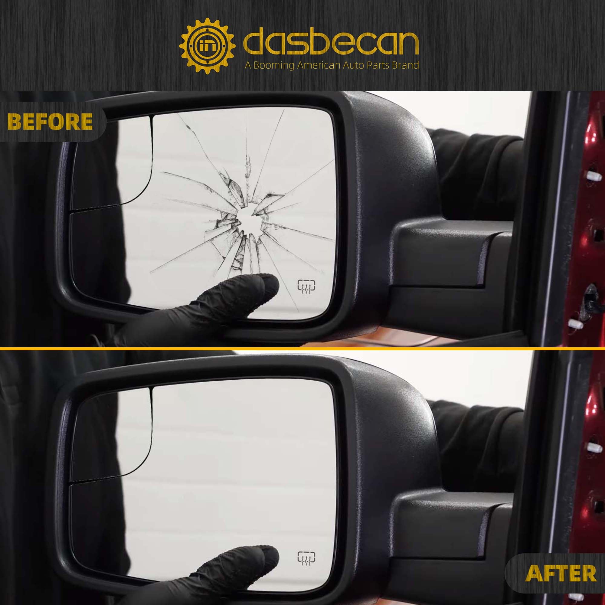 Dasbecan Left Driver Side Mirror Compatible with 2019-2024 Ram 1500 Rearview Mirror with Temp Sensor/Power Heated Glass/Manual F