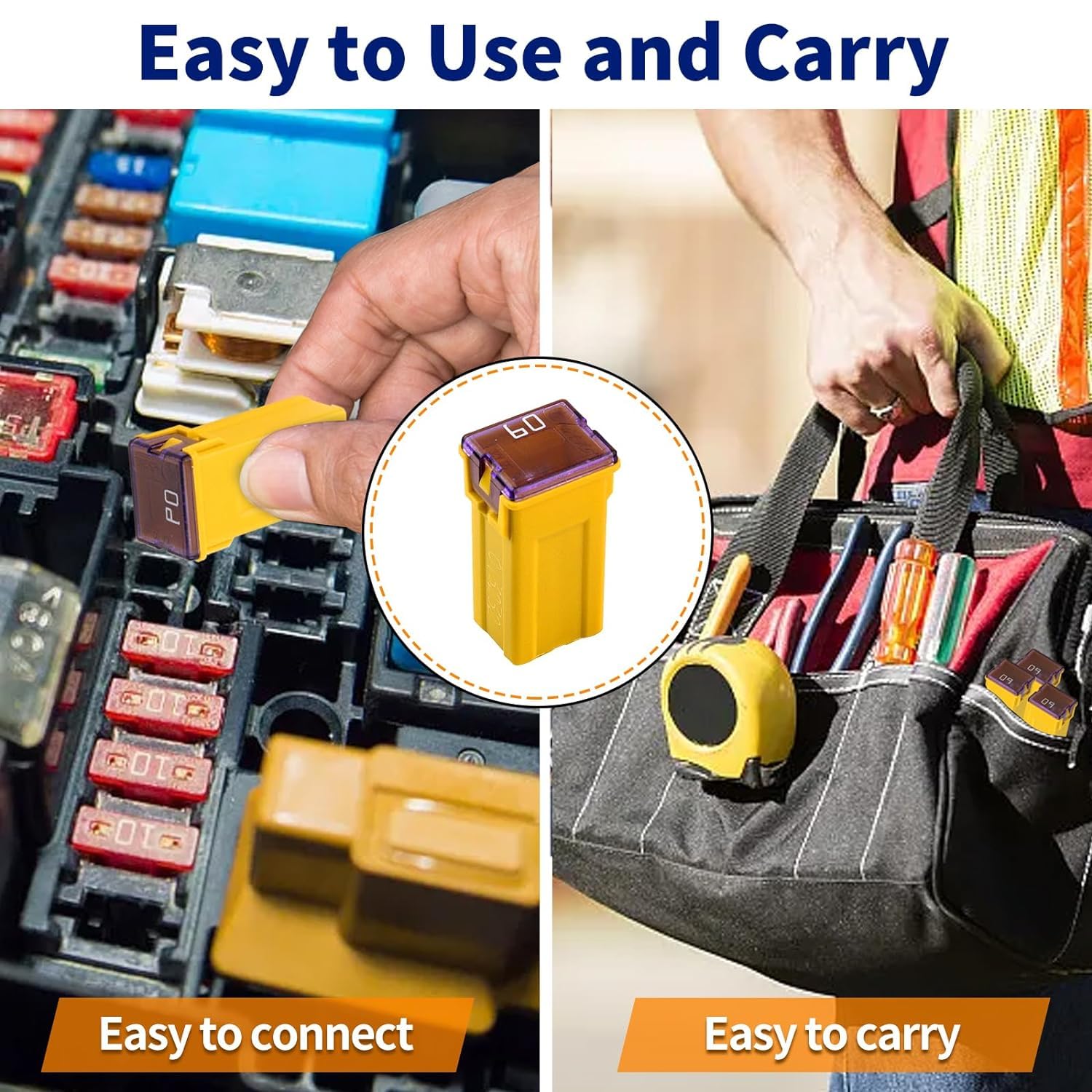 Jcase Fuse Kit Mini Jcase Fuse Assortment Low Profile 60A Fit For Ford Chevy/Gm Nissan And Toyota Pickup Trucks Cars And Suvs