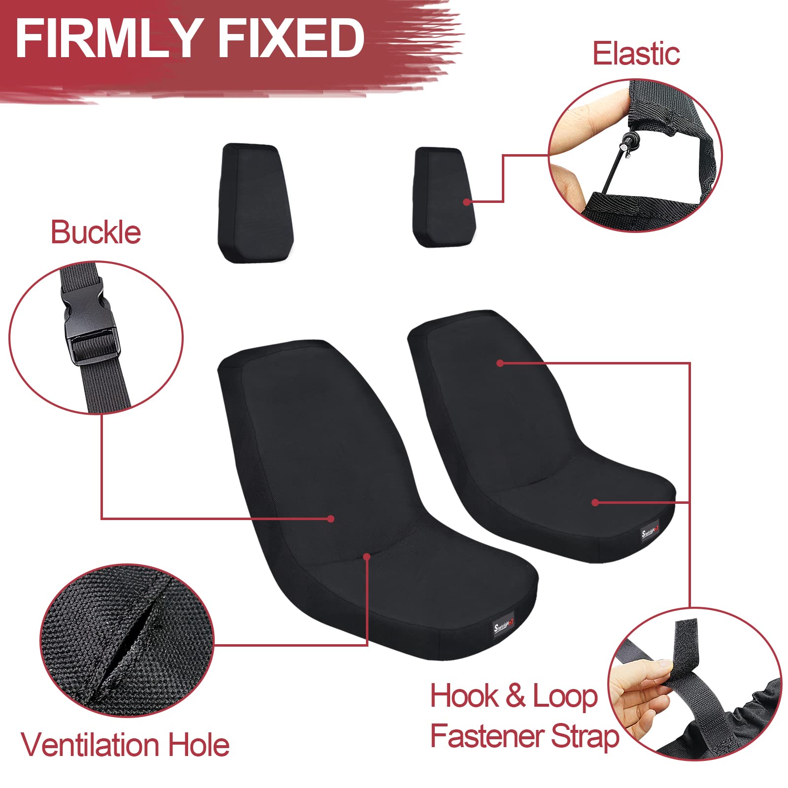 Starknightmt Utv Rhino Seat Covers Water-Resistant Seat Covers Compatible With Rhino 700 660 450 2004-2021 1680D Fabric Black