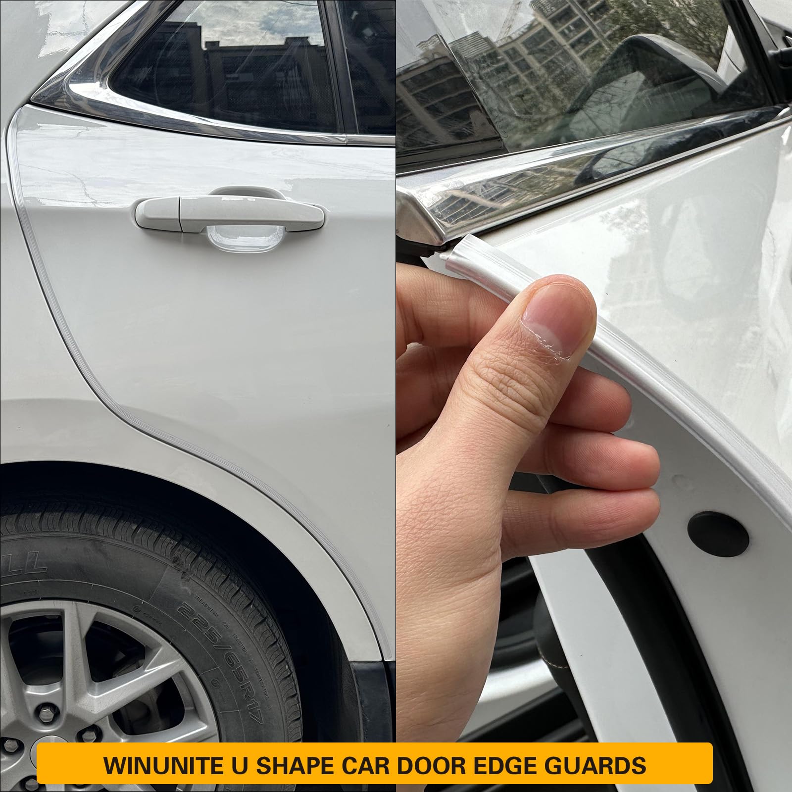 Winunite 32.8Ft(10M) Car Door Edge Guards Clear, Fit Most Vehicles, Self-Adhesive Pvc, U-Shaped Automotive Trim Transparent Car