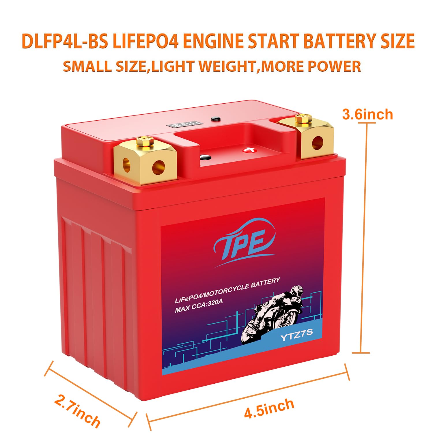 Tpe Lithium Motorcycle Battery Ytz7S-Bs 12V 4Ah 320Cca Powersport Battery For Atv, Jet Ski, Scooter, Pwc And More
