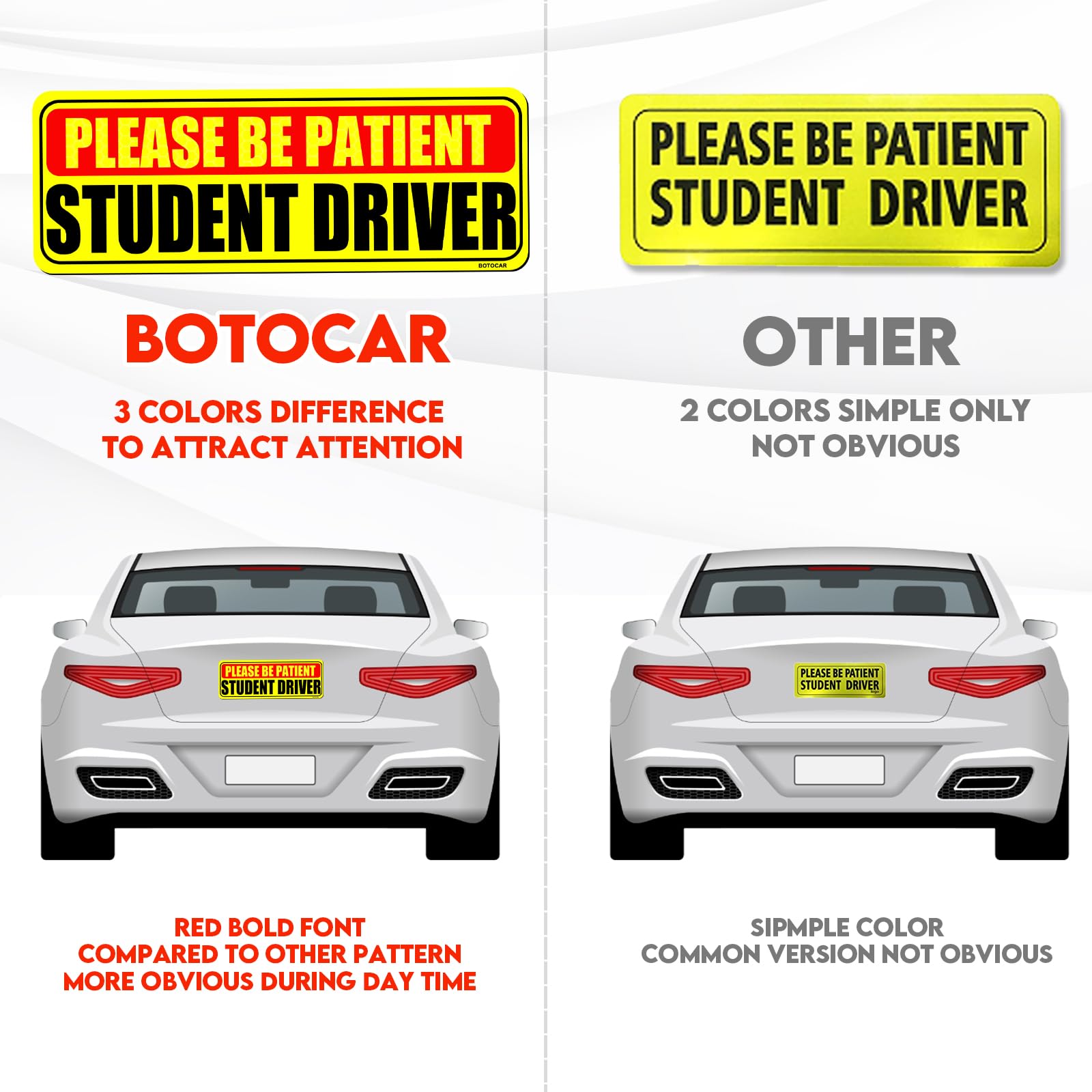 Botocar Student Driver Sticker Magnet For Car 3 Pack, Please Be Patient Student Driver Magnet, Magnetic New Drivers Vehicle Safe
