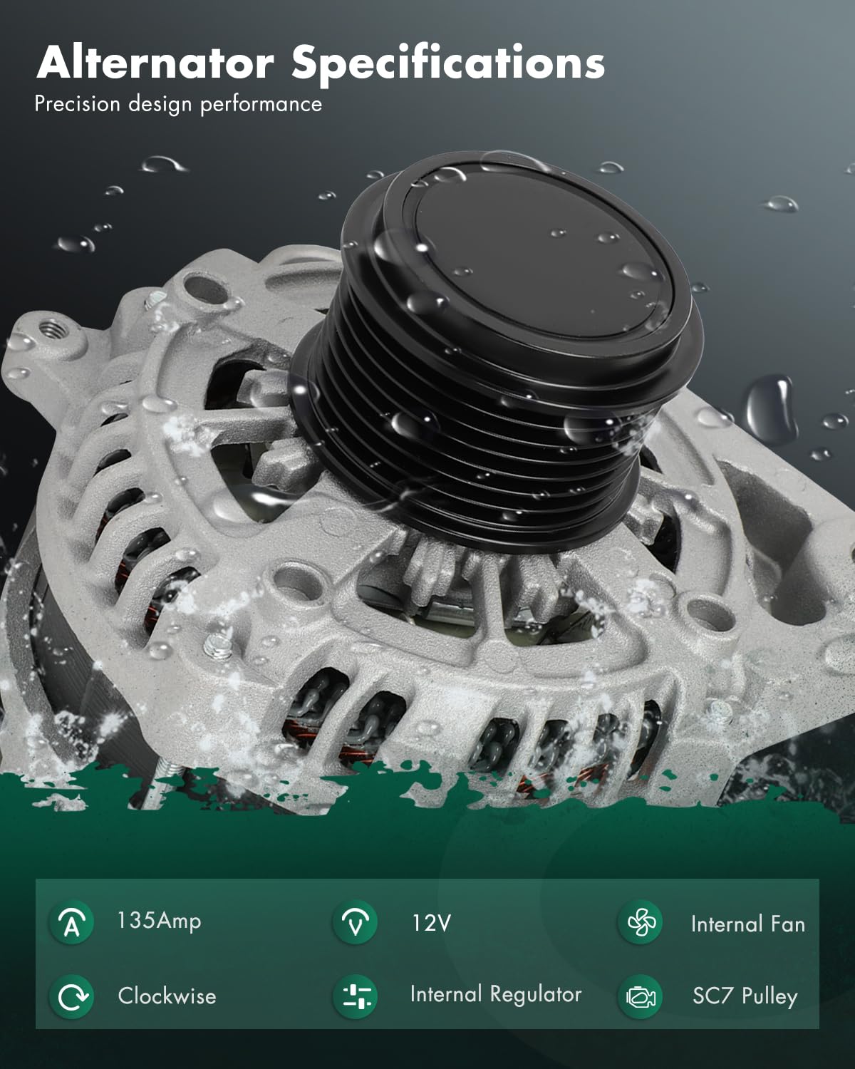 SCITOO Alternator Fit for Honda for Civic 2.0L 2016-2022- 12V 135Amp CW SC7 Pulley Class, Replace OE# 11931