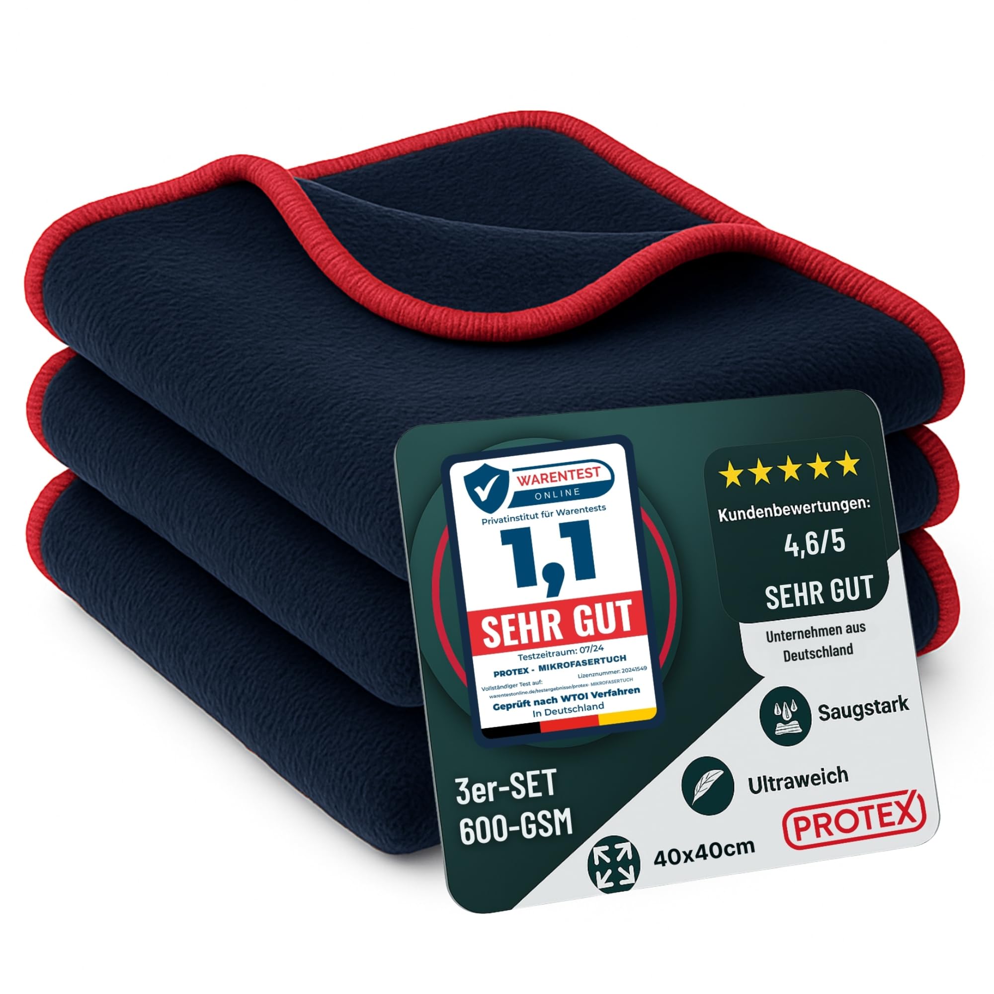 PROTEX Microfibre Car Cloths 380 GSM  LintFree & Paintfriendly Cleaning Cloths  Extremely Absorbent & Soft  Polishing Cloth