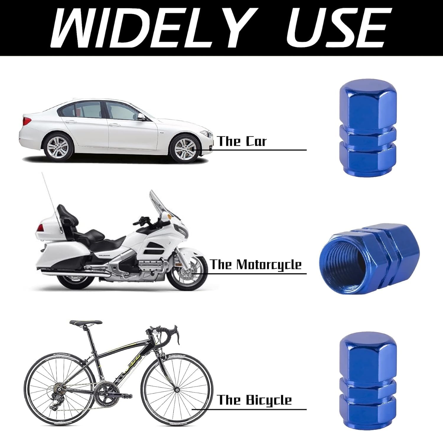 Justtop Car Tire Valve Stem Caps, 12Pcs Air Caps Cover, Universal For Cars, Suvs, Bike, Trucks And Motorcycles-Blue