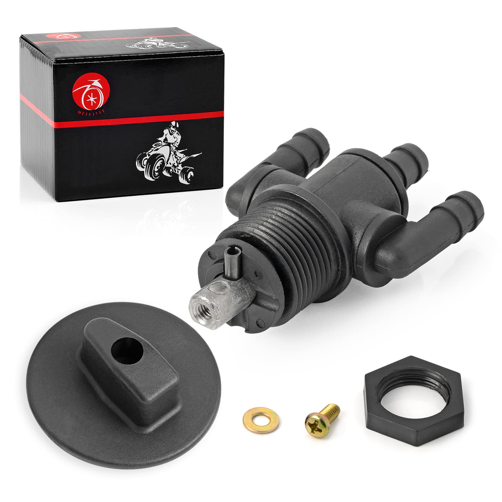 Fuel Tank Valve Petcock 3 Way Straight Down & Knob NUT For Polaris Scrambler Sport 400 Xplorer Xpress 300 400 Trail Boss 325 705