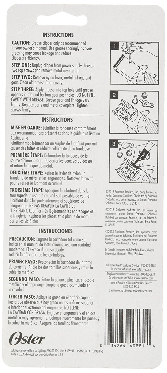 Oster Gear Lube Premium Clipper Grease, 1.25 Ounces (076300-105-000)