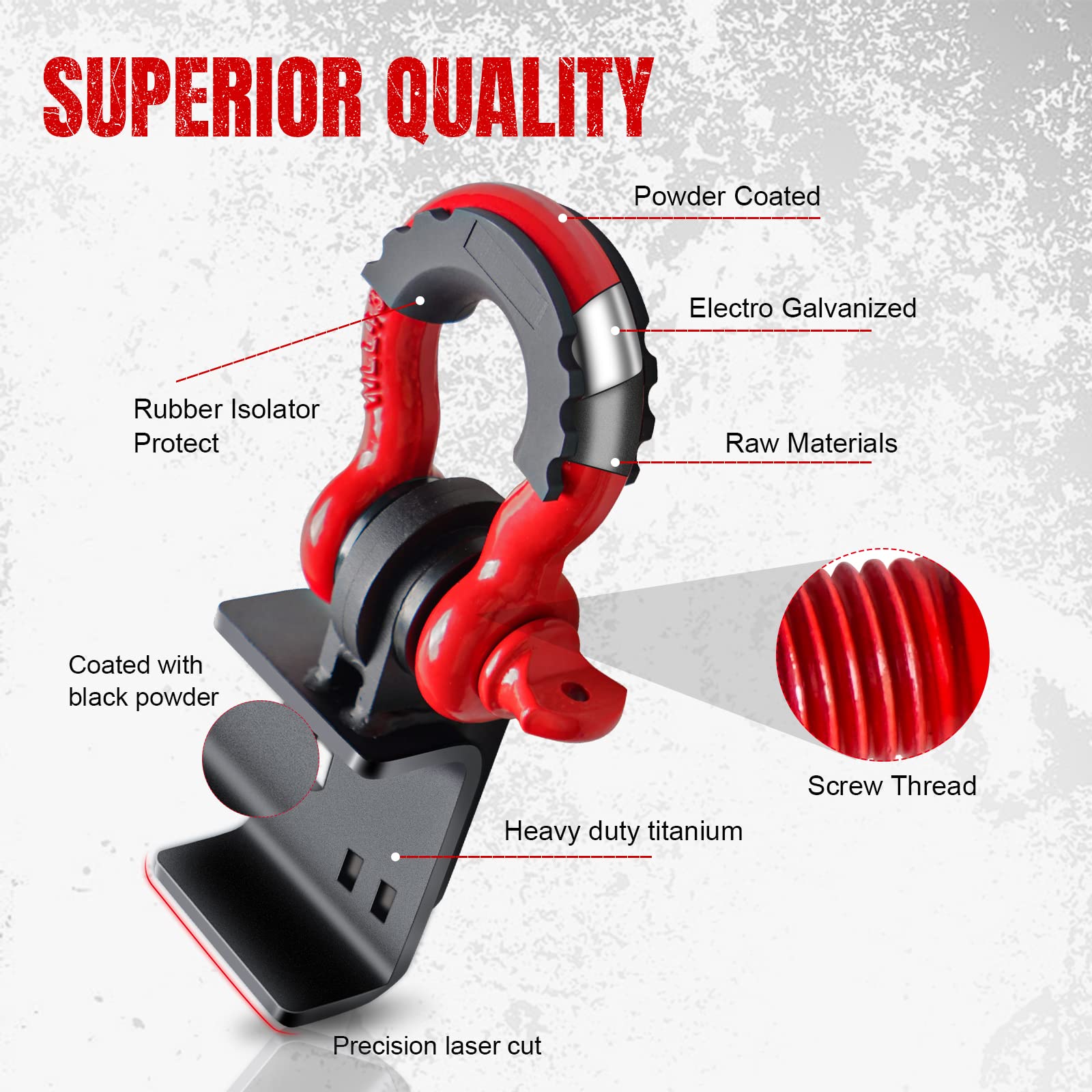 GSTP Front Demon Tow Hook Bracket with D Ring Shackle Compatible with Toyota Tacoma 2009-2023