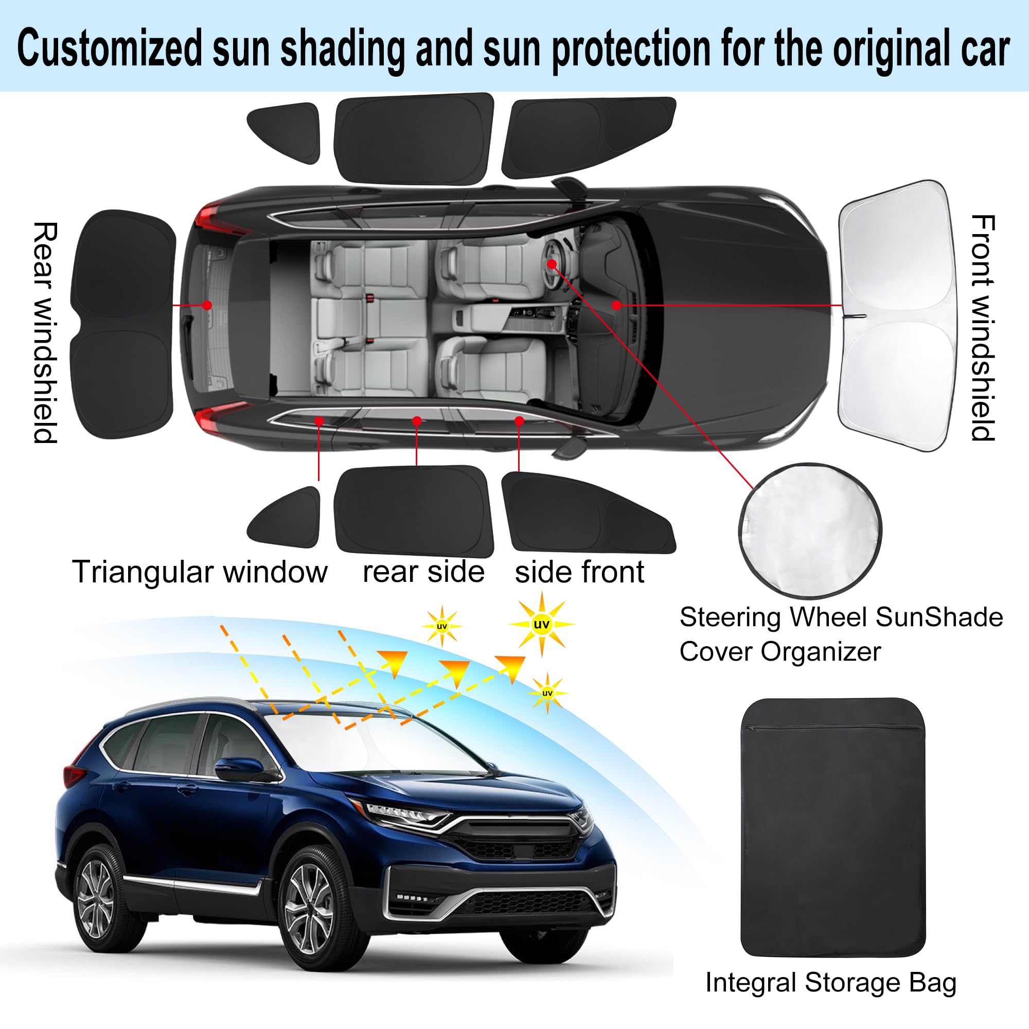 Tinglu Window Shades For Honda Cr-V Crv 2017-2022 Accessories Car Side Full Windows Rear Triangular Windshield Sun Shade Sun Uv