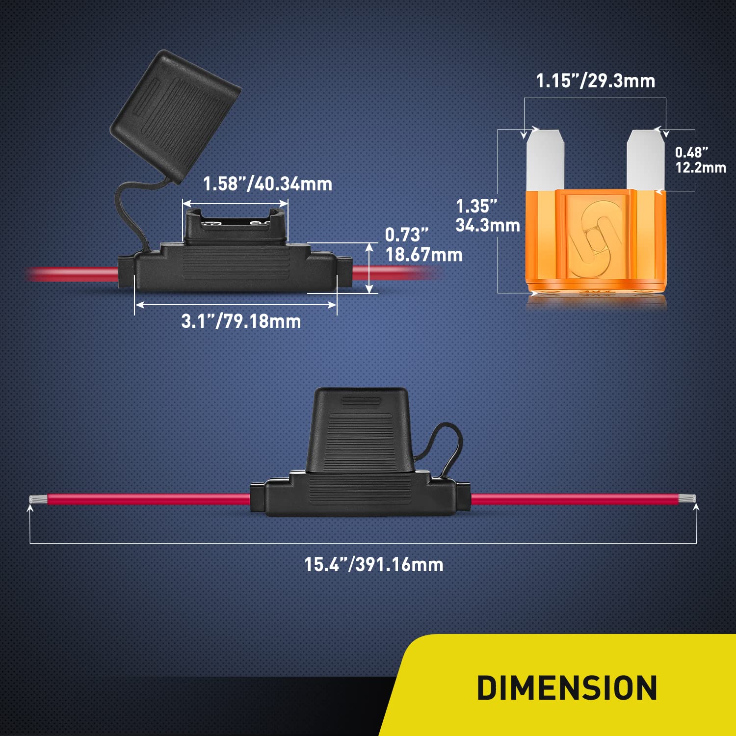 Nilight 2Pcs Inline Maxi Fuses Holder 10 Gauge Awg Tin Plated Copper 12V Holder 30A 40A Maxi Apx Ip67 Waterproof Maximum 60A Fus