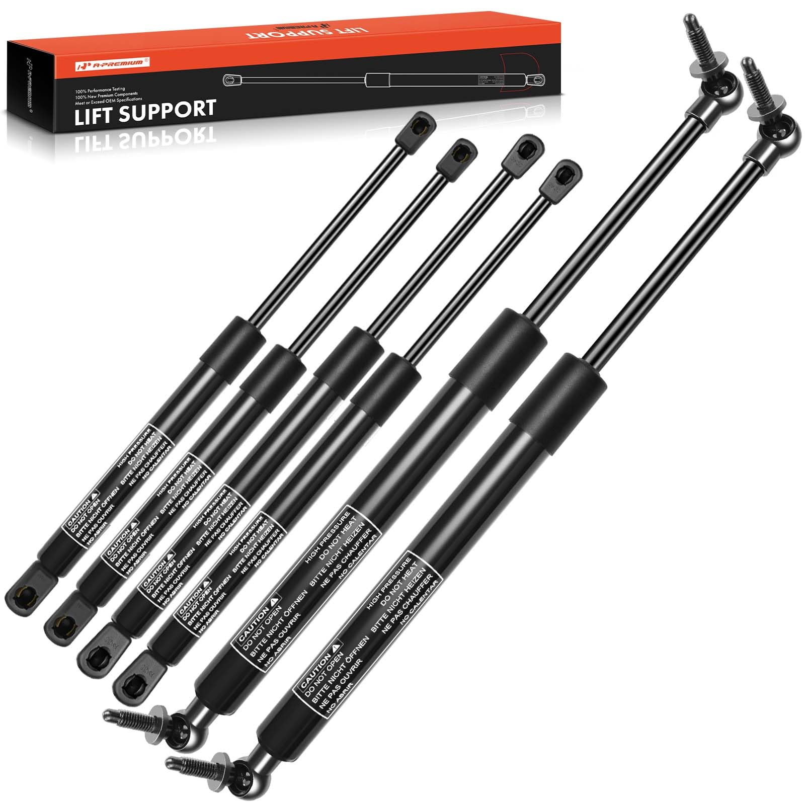 A-Premium Hood Tailgate And Rear Window Lift Supports Shock Struts Replacement For Jeep Grand Cherokee Wk Wh 2005-2010 6-Pc Set