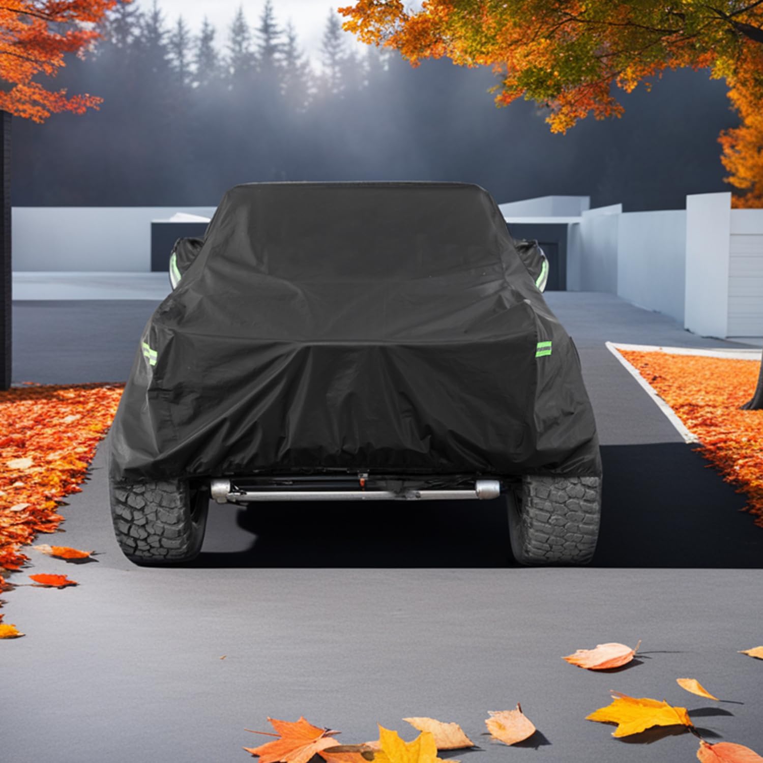 Morhept Waterproof Cover For Jeep Wrangler Jk Jl Cj Yj Tj 2 Door 1987-2023 Outdoor Sun Rain Wind Snow Protection Dustproof Covers With Driver Door Zipper Black