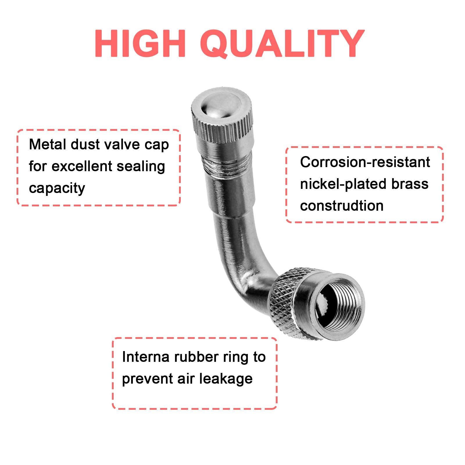 Yienakfun 6 Pcs 45 Degree 90 Degree 135 Degree Metal Valve Stem Extenders, Universal Valve Stem Extensions Compatible For Dual W