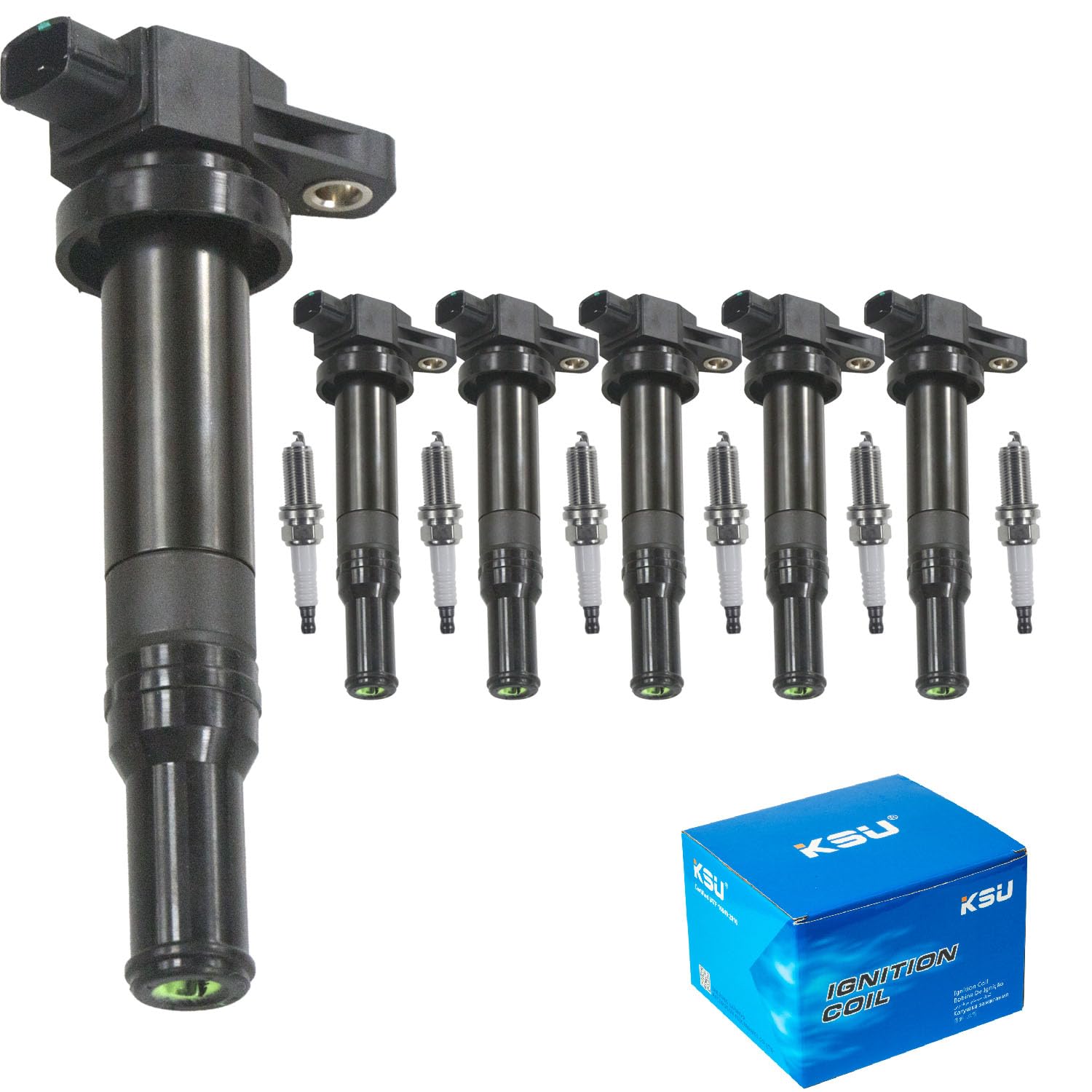 Ksu Coil Pack & Spark Plug Compatible With Hyundai Santa Fe 2.7L V6 2007 2008 2009