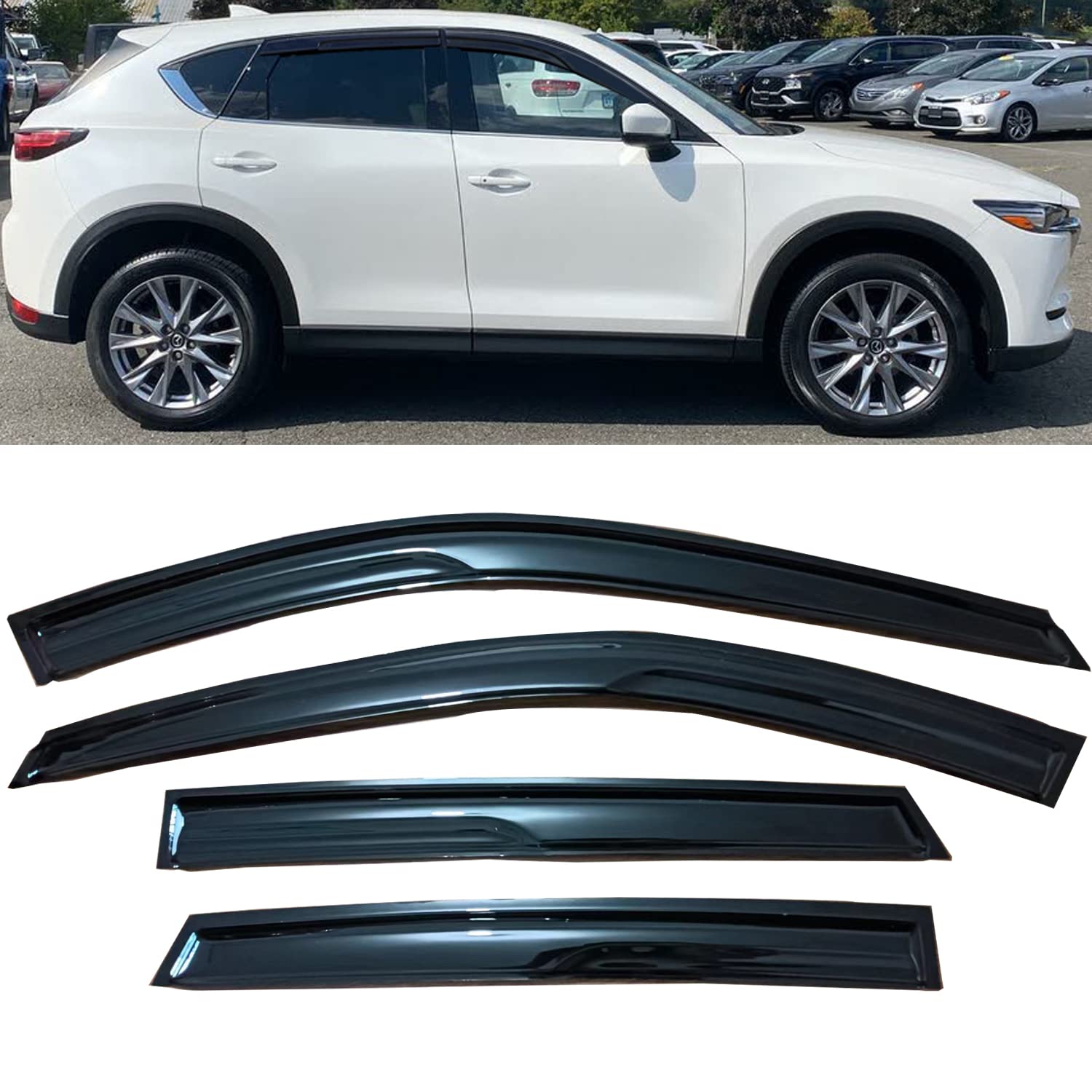 Window Visors Rain Guards Smoke Side Car Window Deflectors for 2017-2024 Mazda CX-5, CX5 Window Sun Rain Wind Vent Guards Shade 