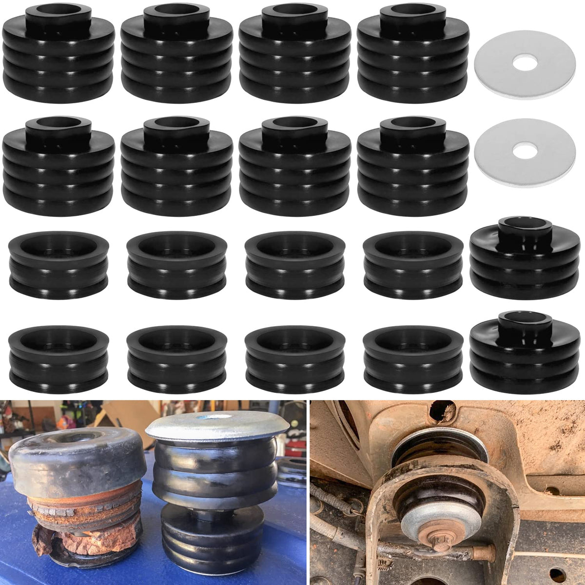 Kf04050Bk Body Mount Bushing Kit For Ford F250 F350 Super Duty 1999-2018 2Wd 4Wd Polyurethane Body Cab Mounts & Washers (Black 20Pcs)