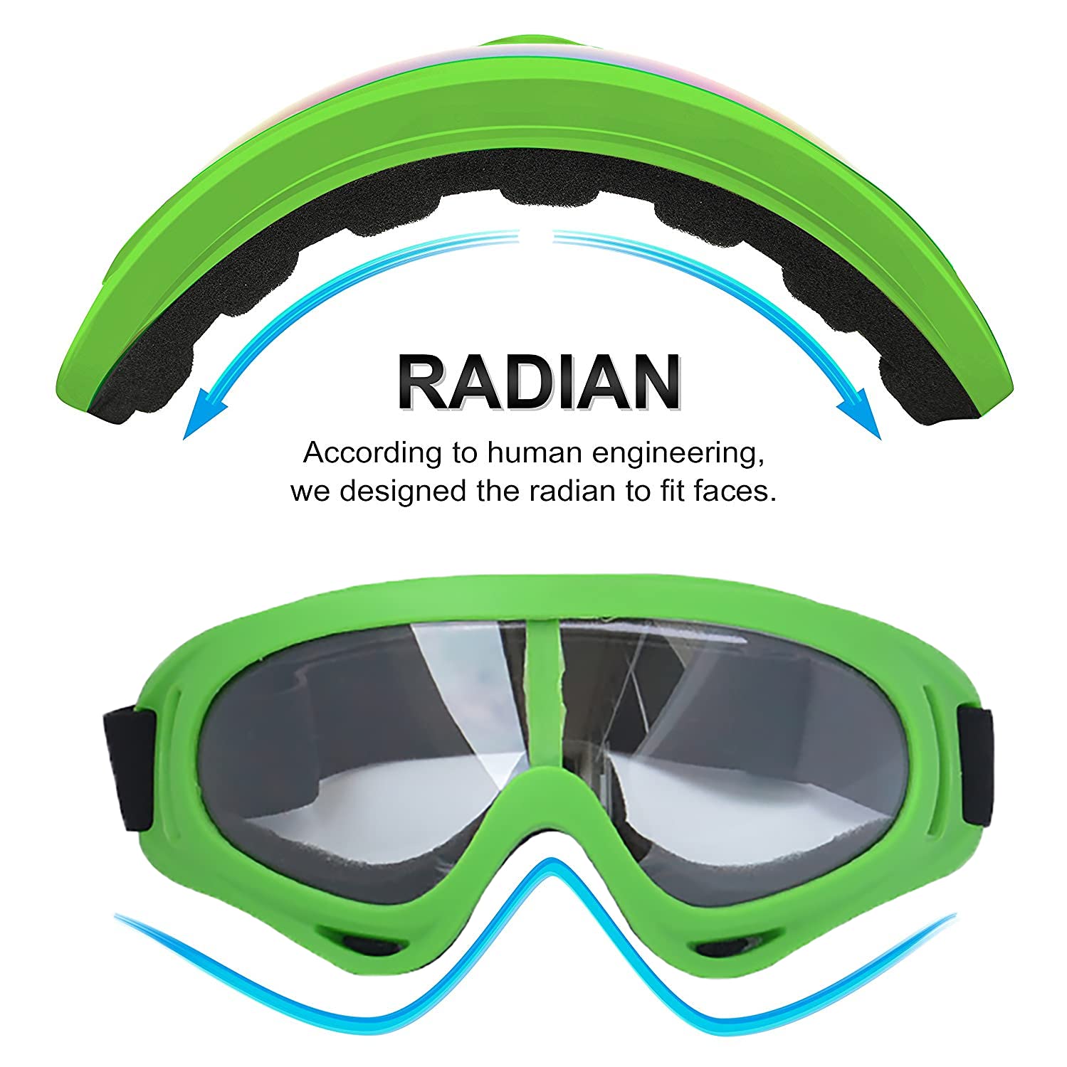 Ljdj Motorcycle Goggles,2 Pack Dirt Bike Atv Motocross Riding Hiking Protective With 2 Pack Neck Breathable Bandana Mask (Green/