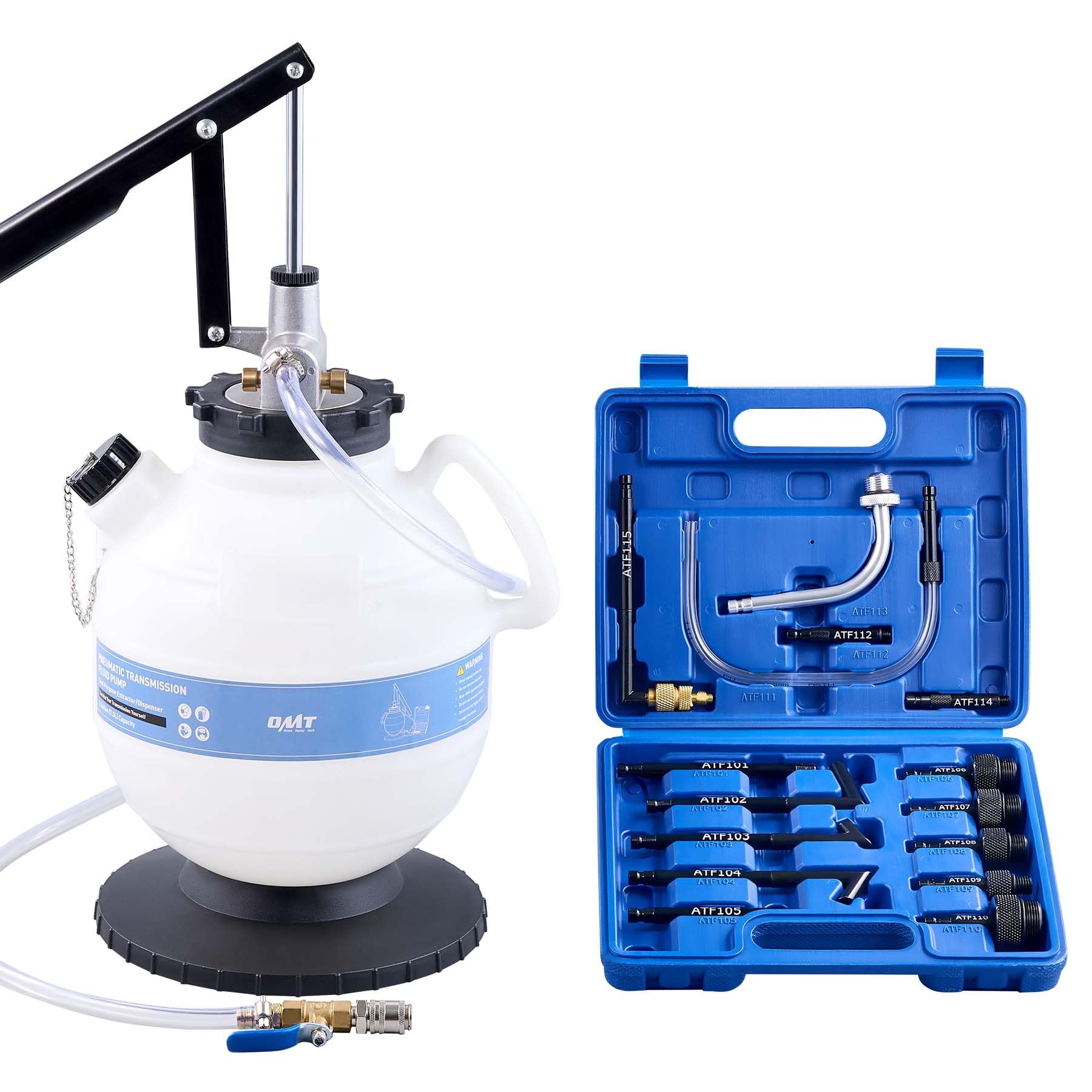 Orion Motor Tech 7.5L Transmission Fluid Pump, 2 Gallon Manual ATF Refill Kit Transmission Fluid Hand Pump Automotive, Transmission Fluid Transfer Pump, Transmission Fill Pump with 15 ATF Adapters