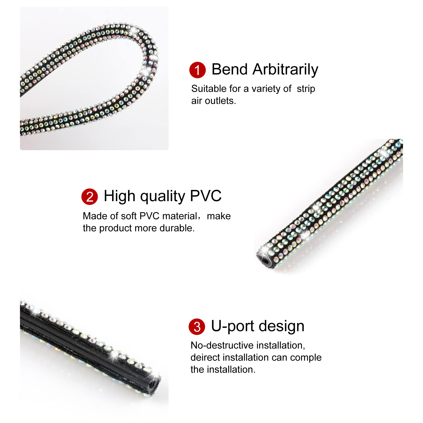 Livtee Bling Car Air Vent Outlet Moulding Trim, 10Pcs Car Air Conditioner Decoration Strip, Bling Rhinestone Diamond Car Interior Accessories For Women And Teens, Colorful